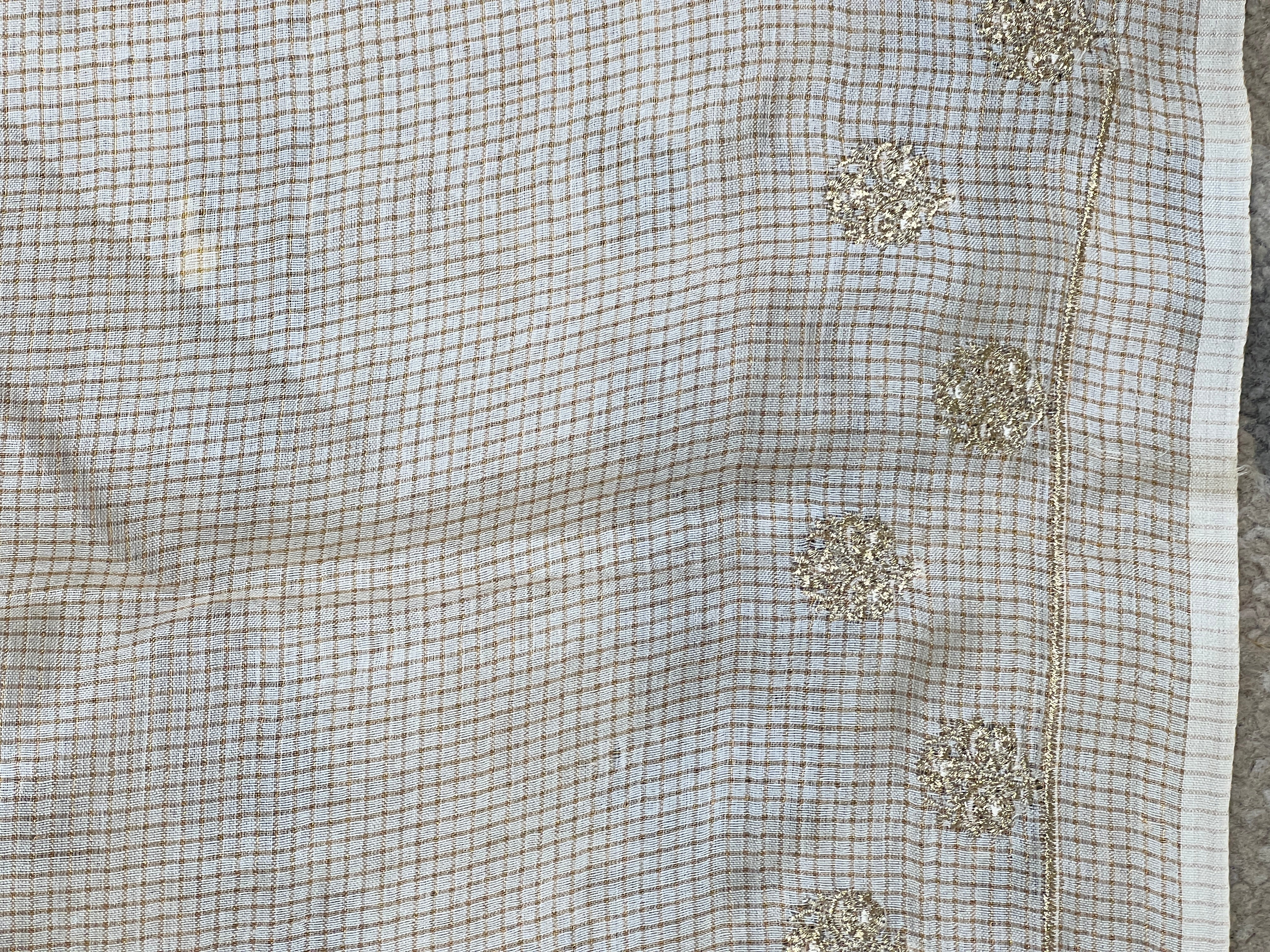 Embroidered Check Patterned Tussar Saree | HS1441