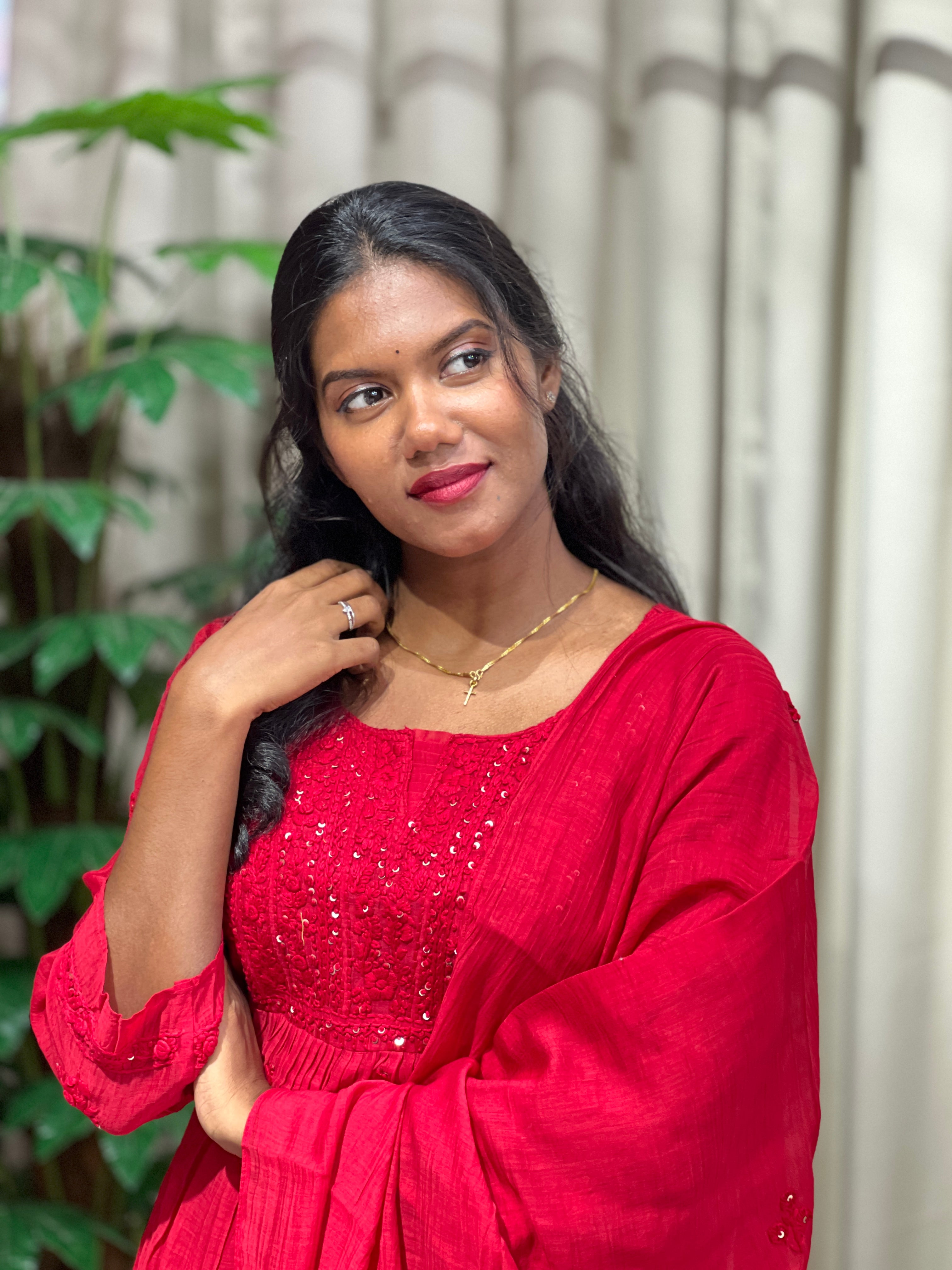 Hand Embroidery With Sequins Detailed Chanderi Kurta Set | GMA164