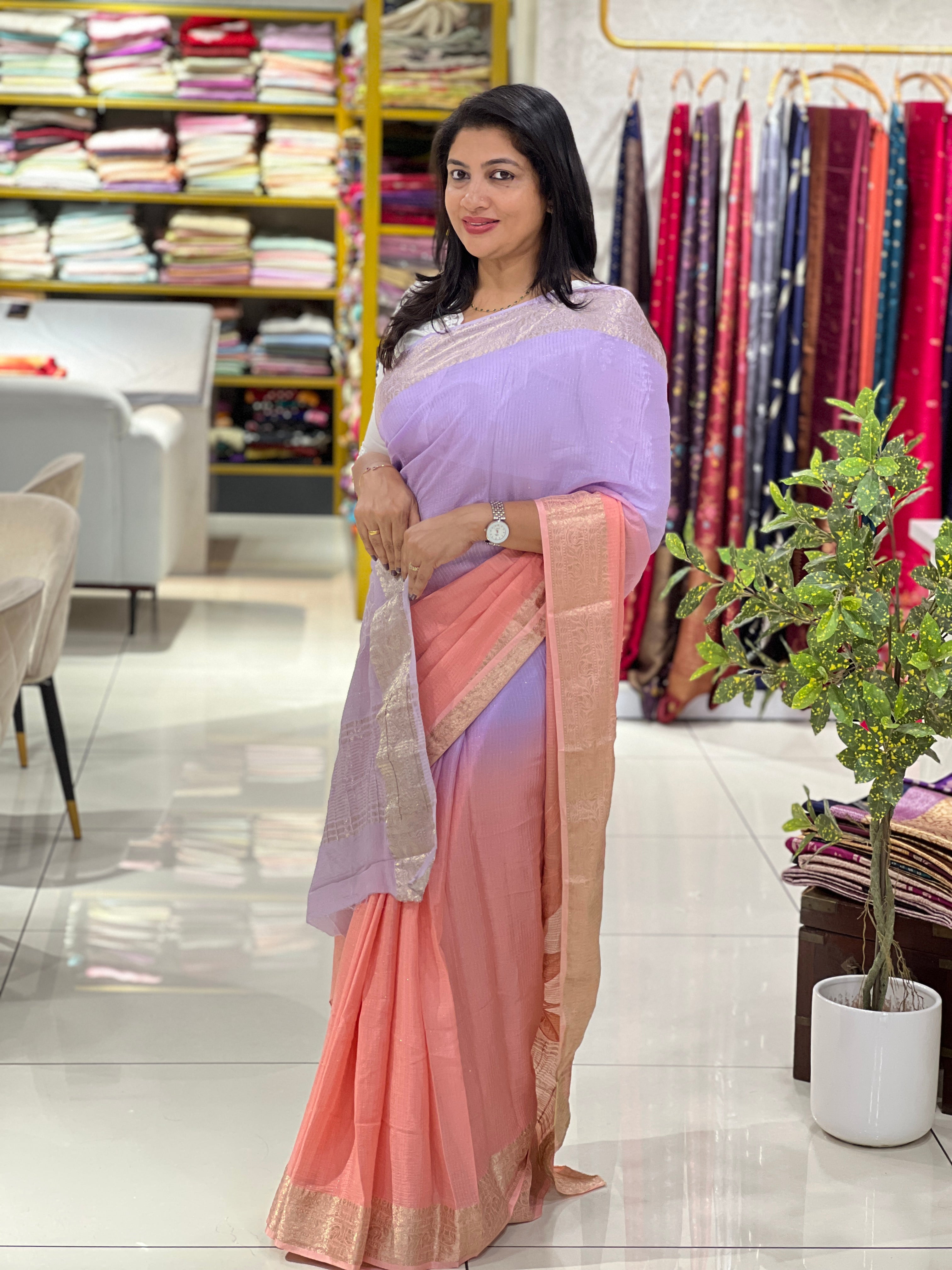 Applique Worked Tissue Saree | MM519