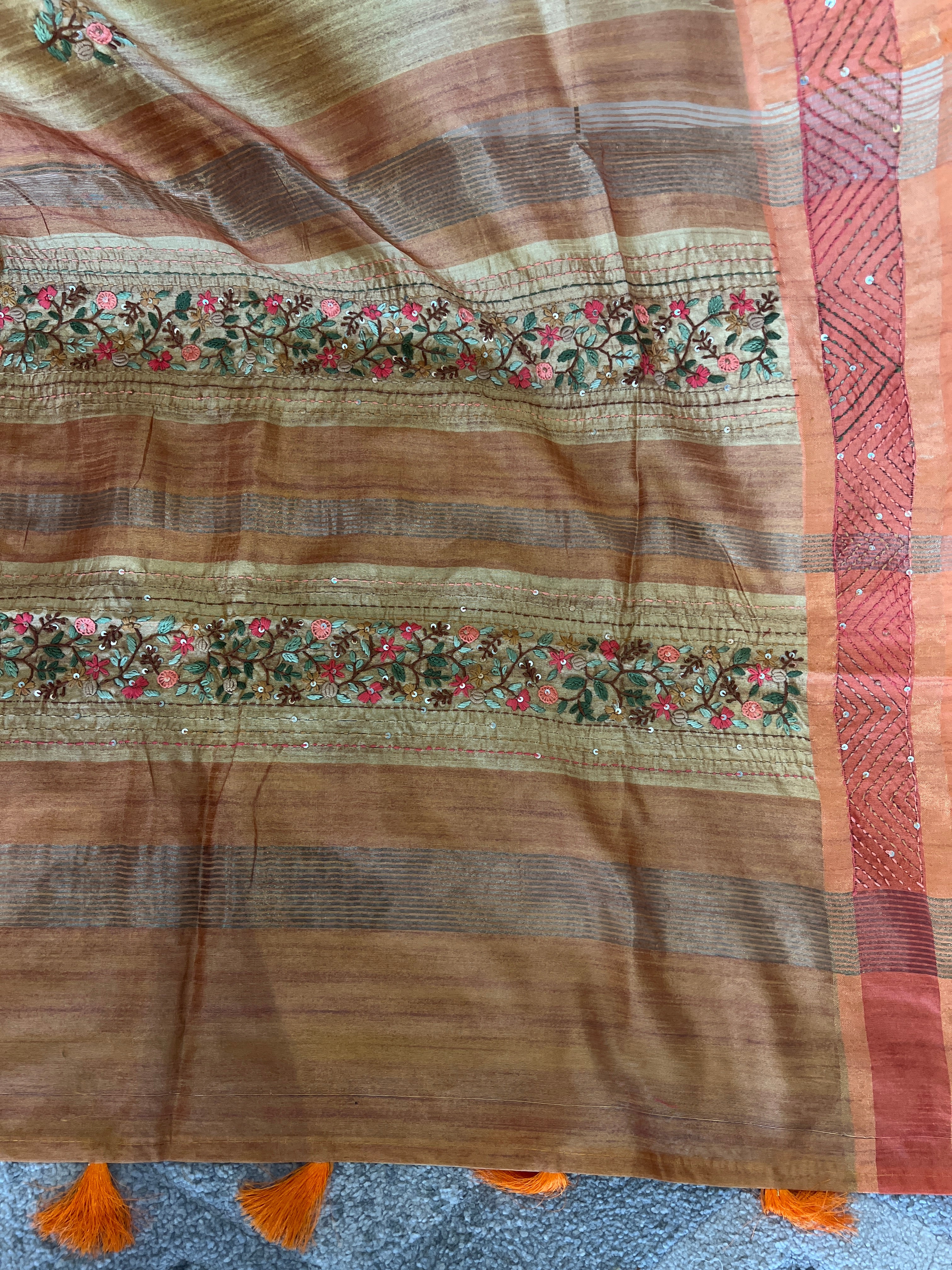 Floral Embroidered Semi Silk Saree | BLD577