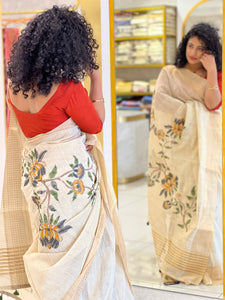 Floral Hand Painted Tissue Saree | DVS139