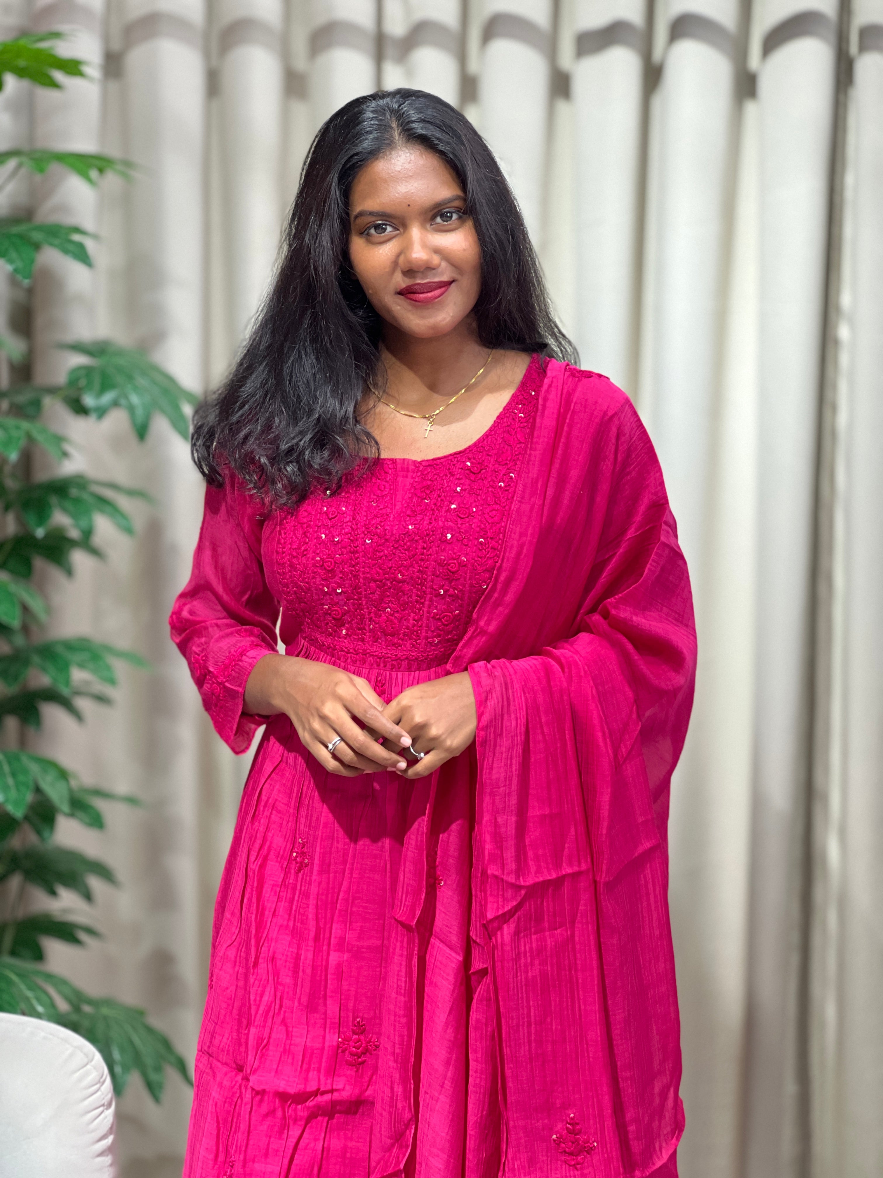 Hand Embroidery With Sequins Detailed Chanderi Kurta Set | GMA166