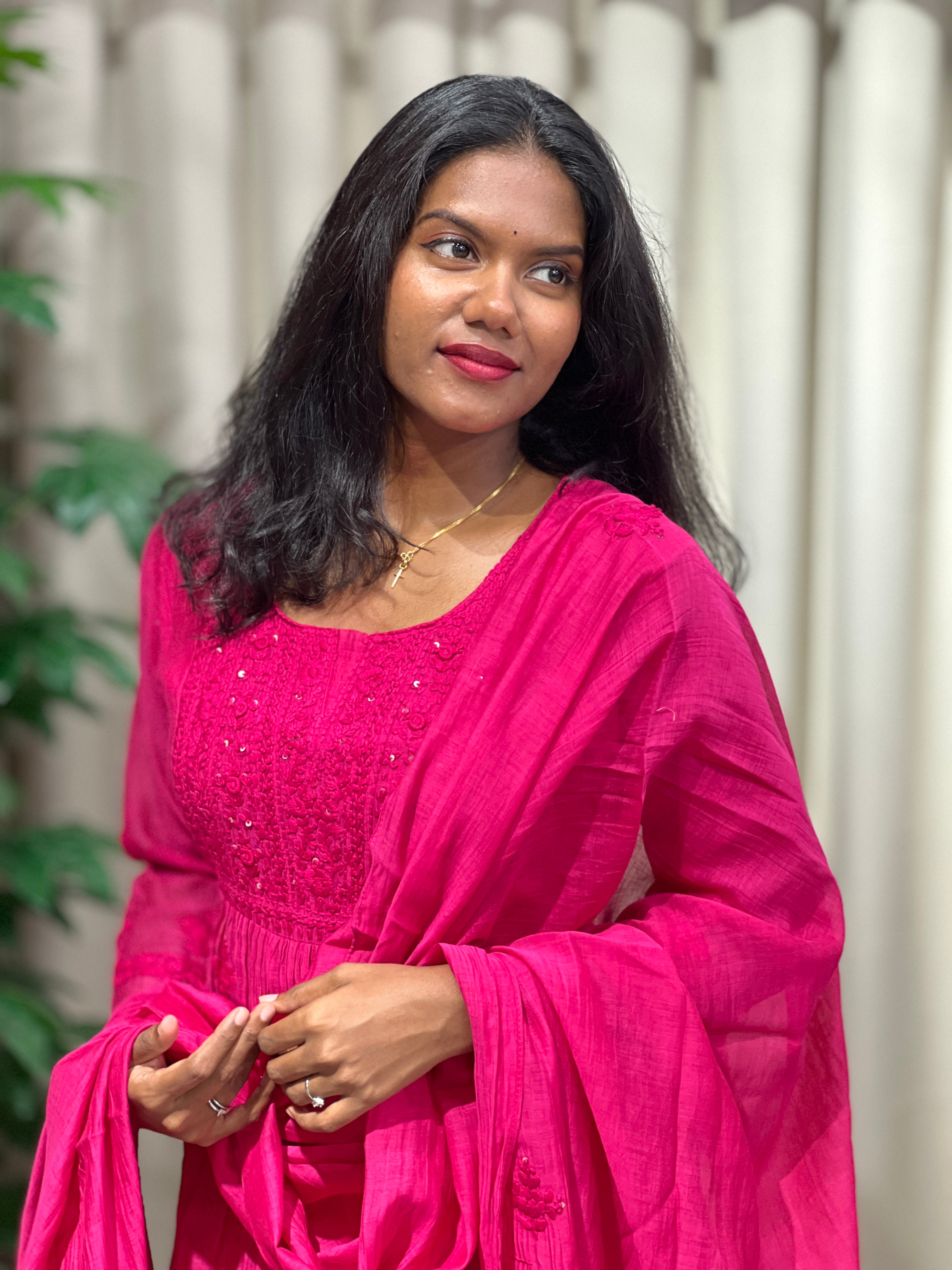 Hand Embroidery With Sequins Detailed Chanderi Kurta Set | GMA166