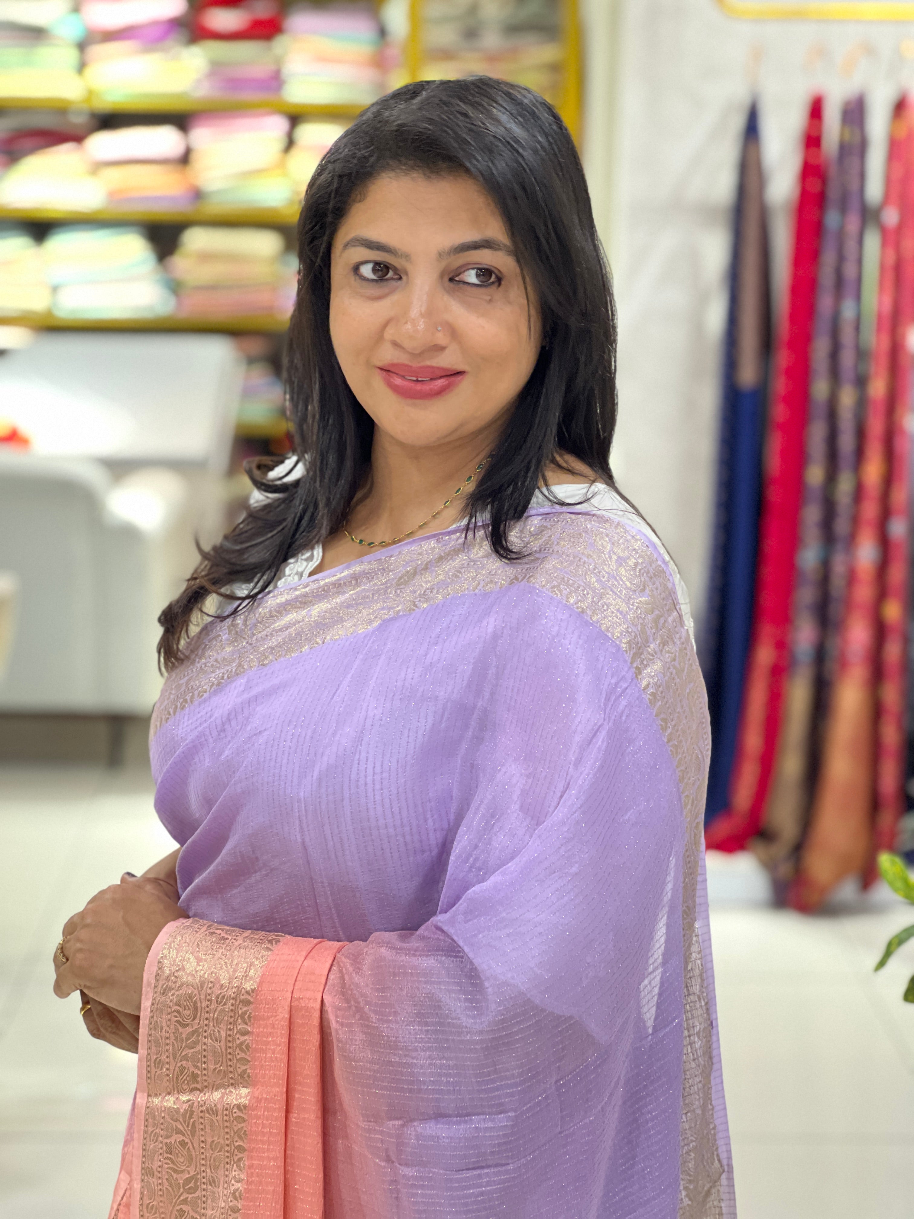 Applique Worked Tissue Saree | MM519