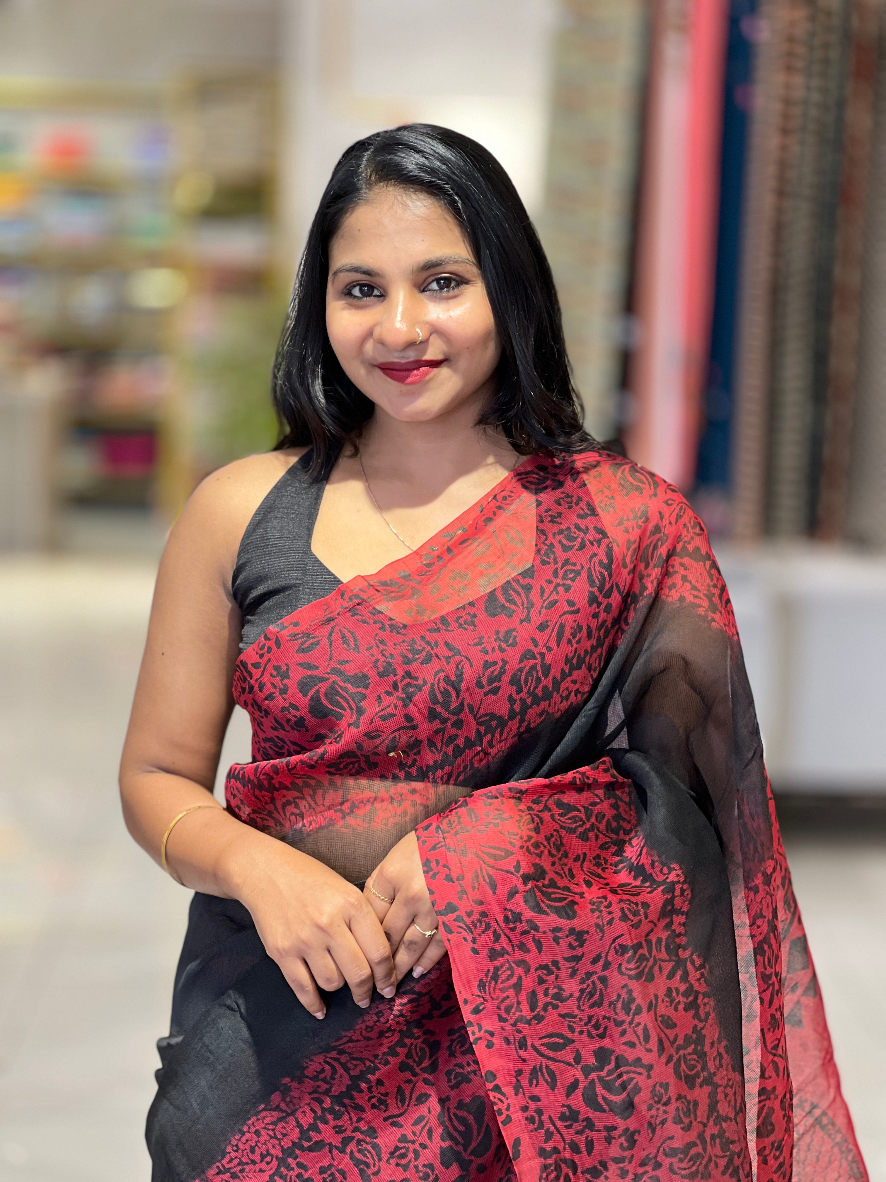 Hand Block Printed Supernet Kota Saree | SF1318