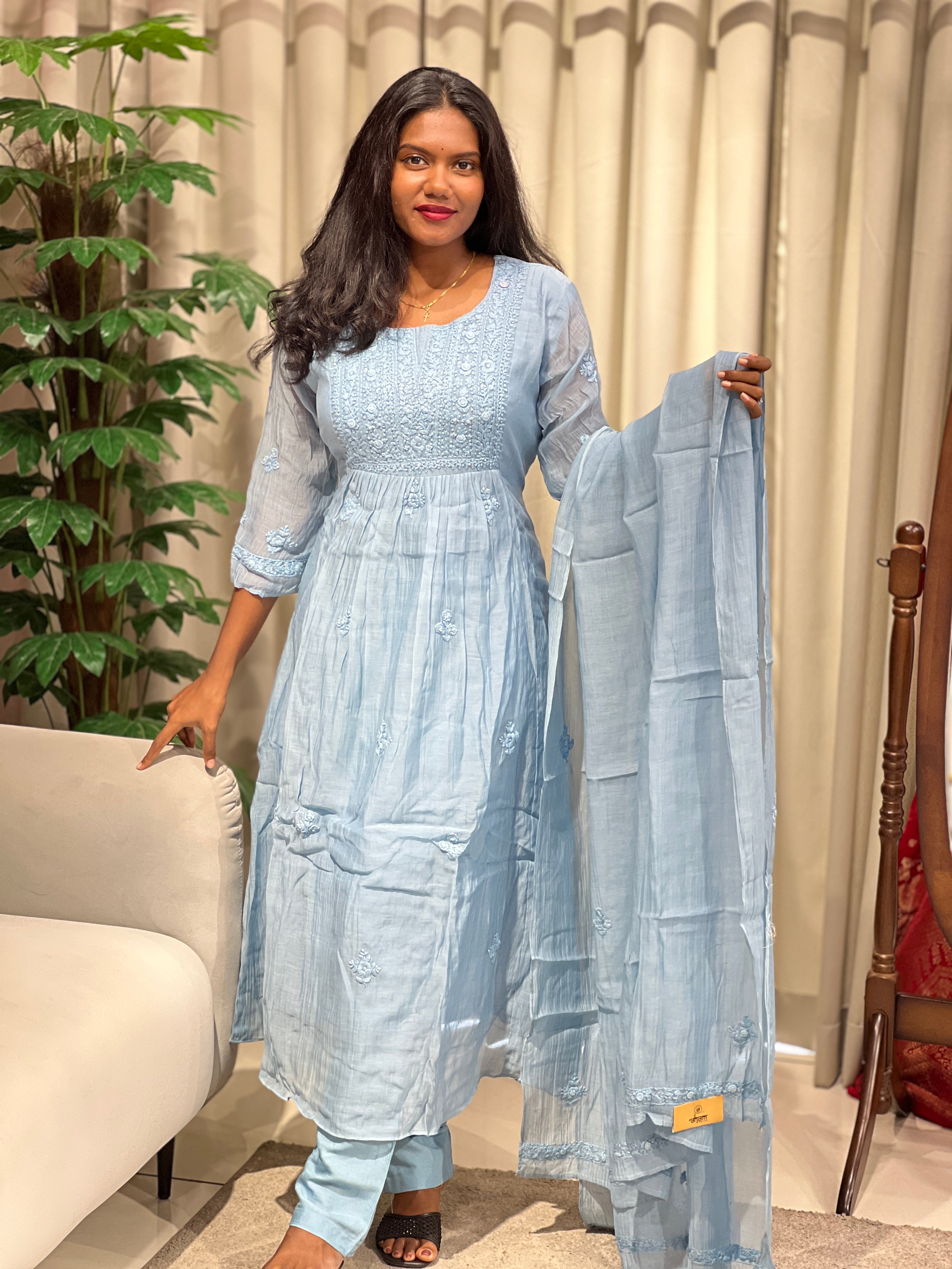 Hand Embroidery Chanderi Kurta Set | GMA175