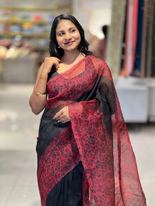 Hand Block Printed Supernet Kota Saree | SF1318