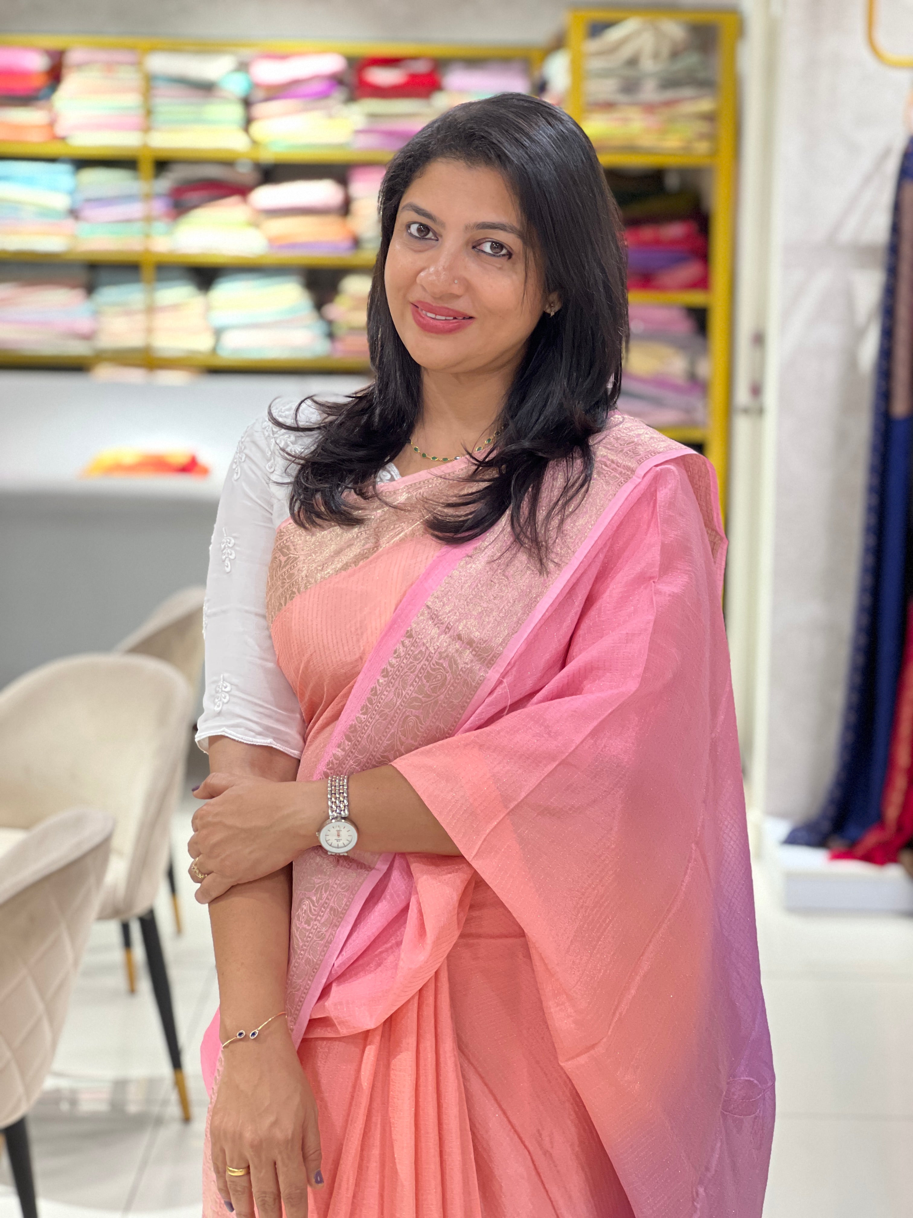 Applique Worked Tissue Saree | MM522
