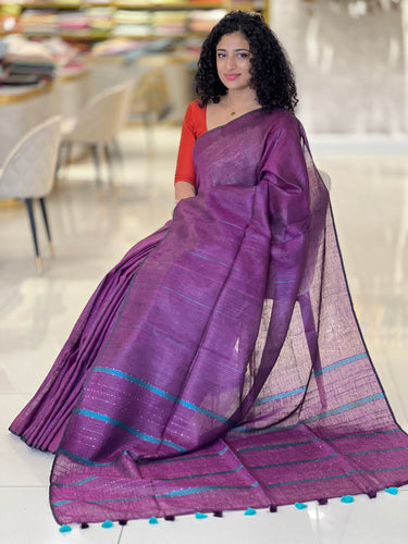 Zari Weaved Linen Saree  | DLS222