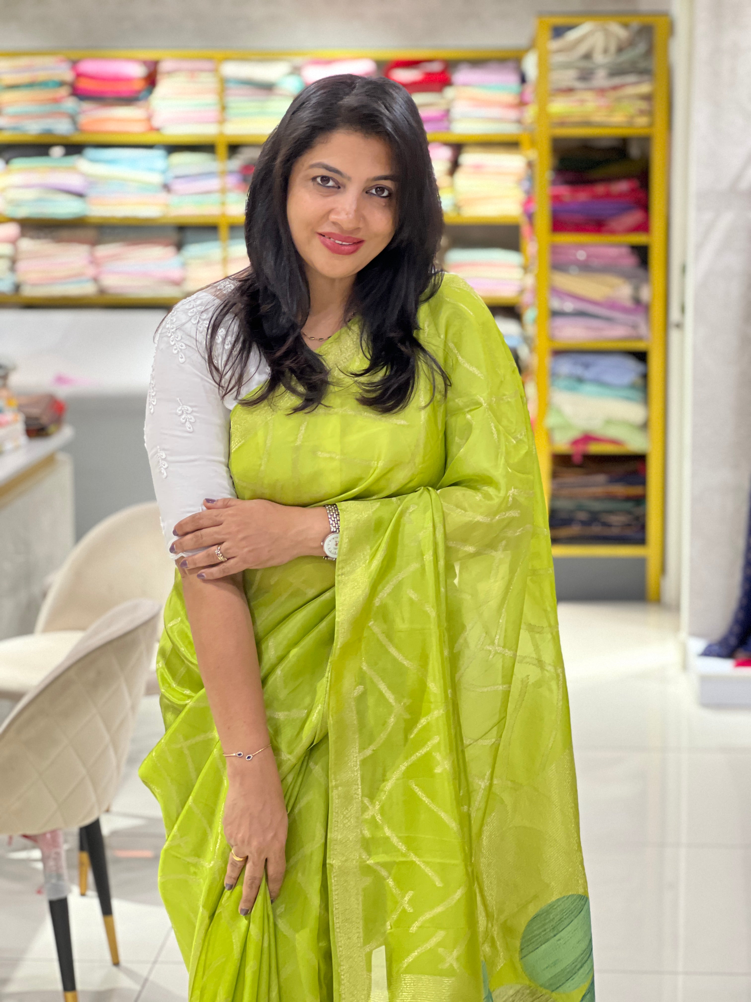 Geometric Pattern Semi Tussar Saree | YNG1244