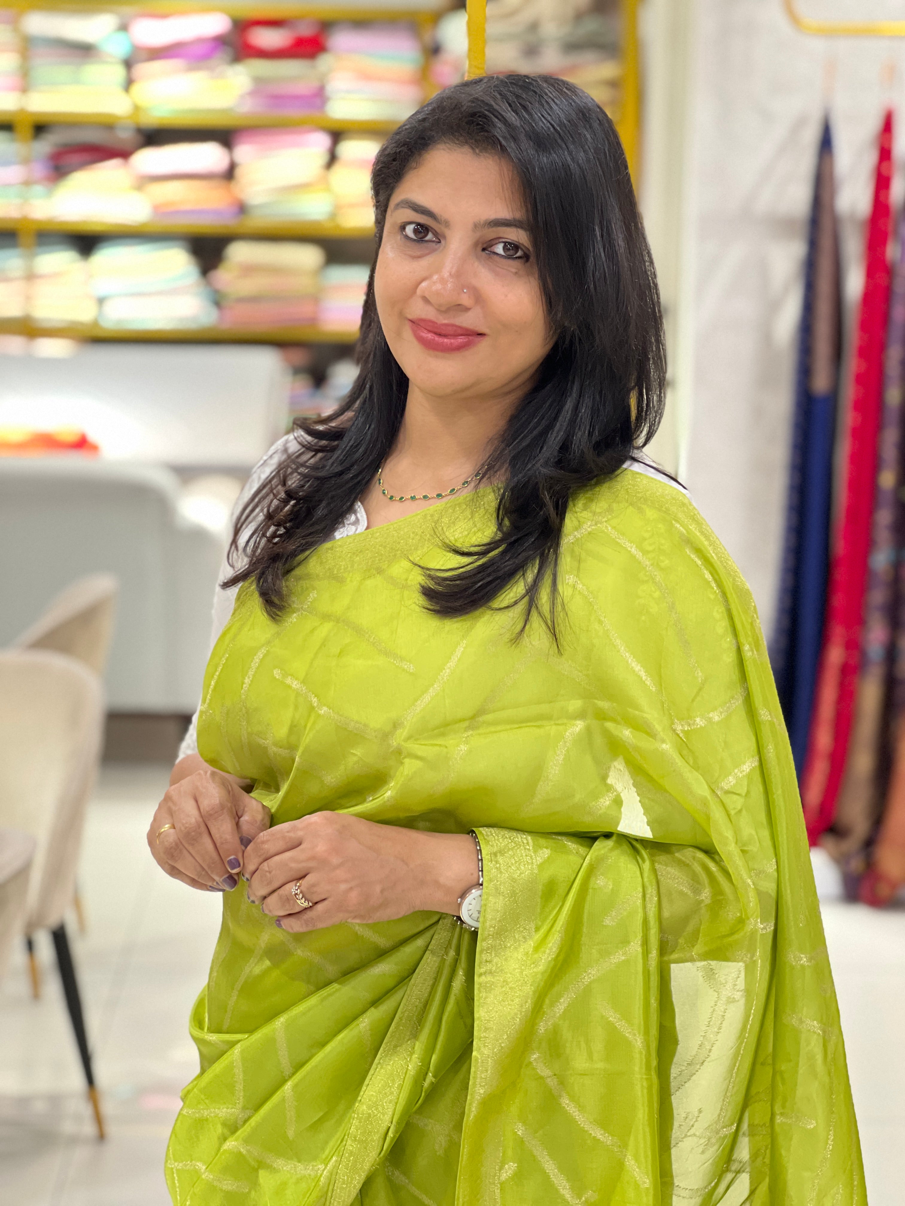 Geometric Pattern Semi Tussar Saree | YNG1244