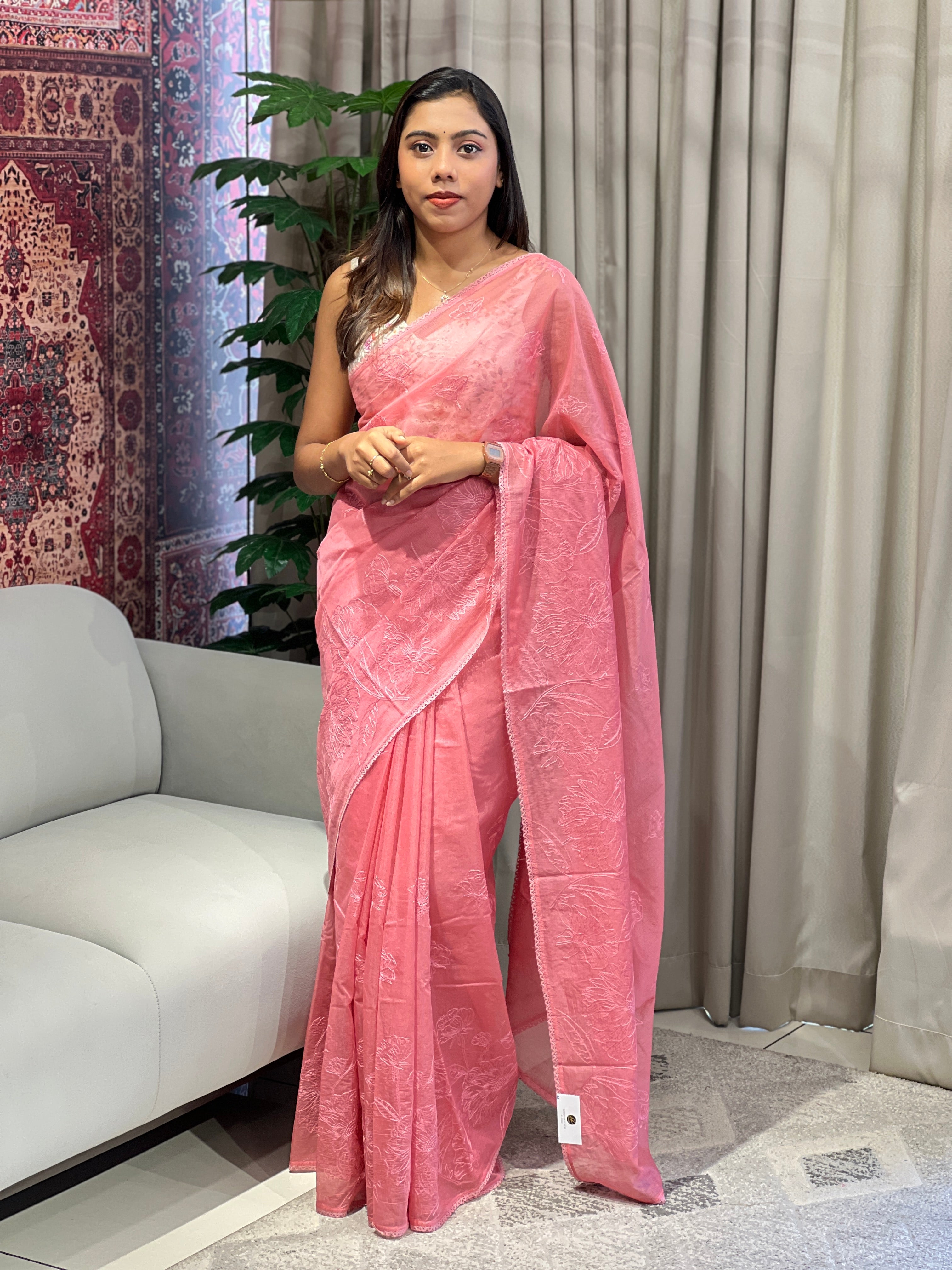 Floral Machine Embroidery Kota Saree | YNG860