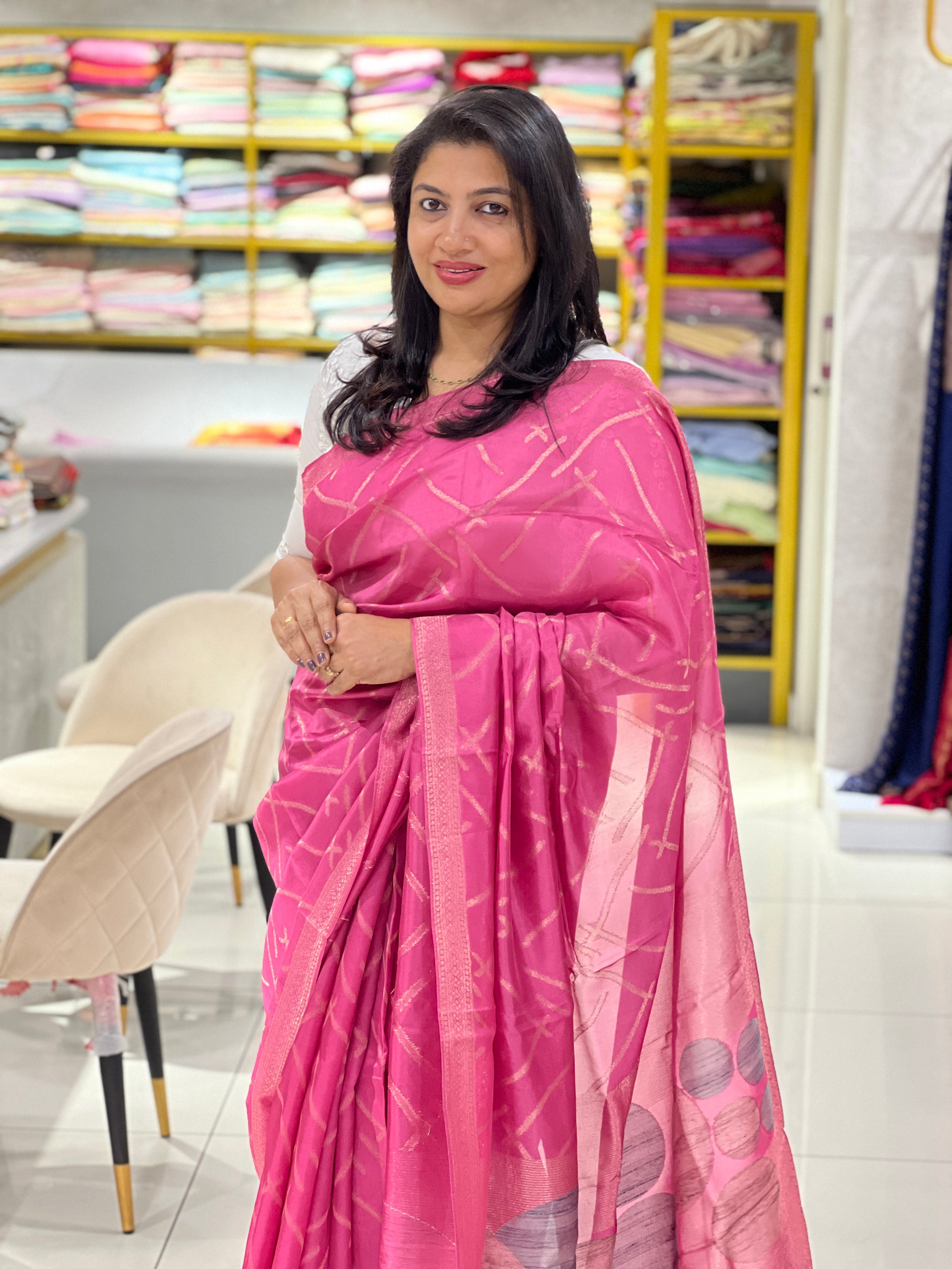 Geometric Pattern Semi Tussar Saree | YNG1245
