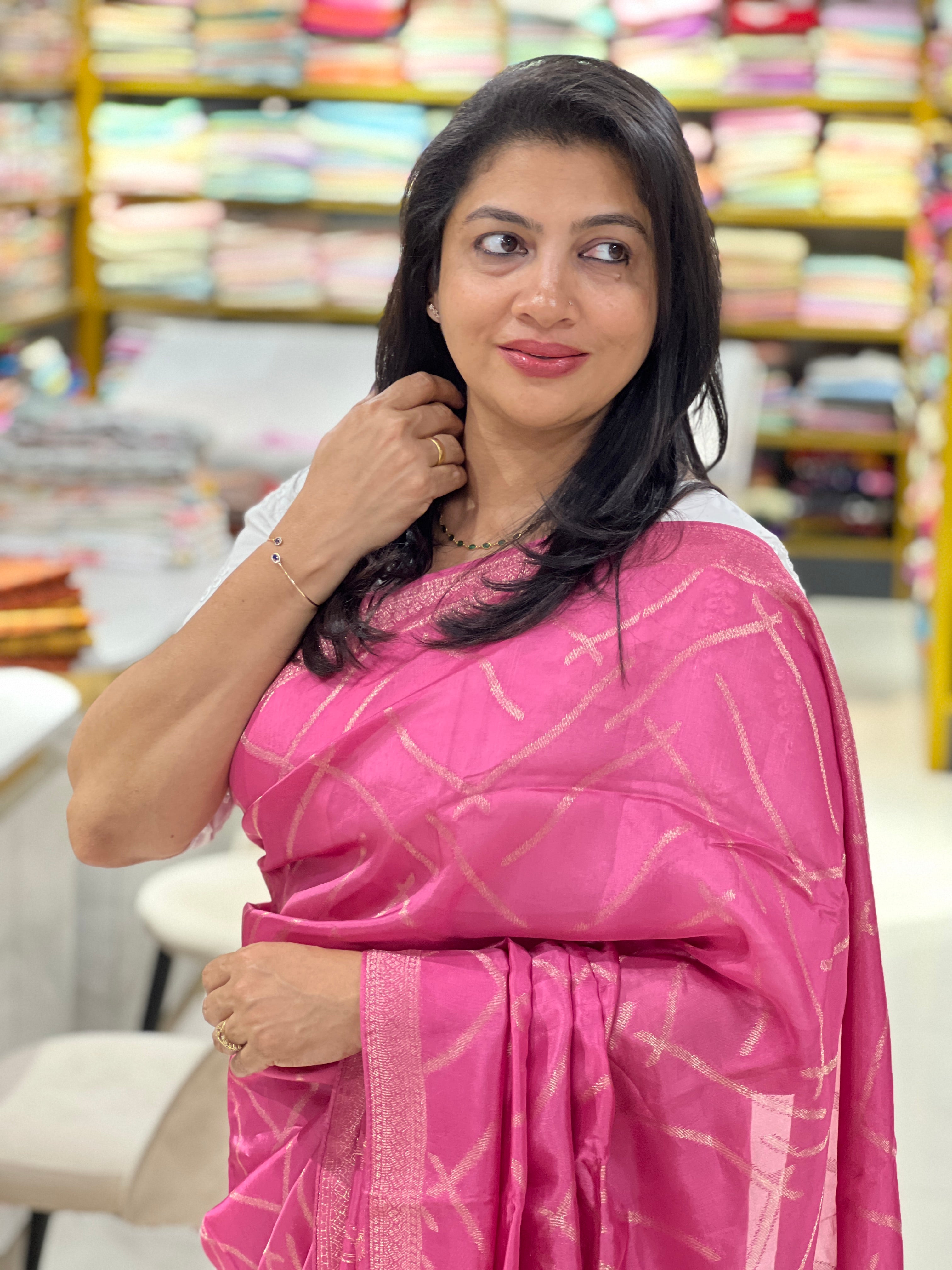 Geometric Pattern Semi Tussar Saree | YNG1245