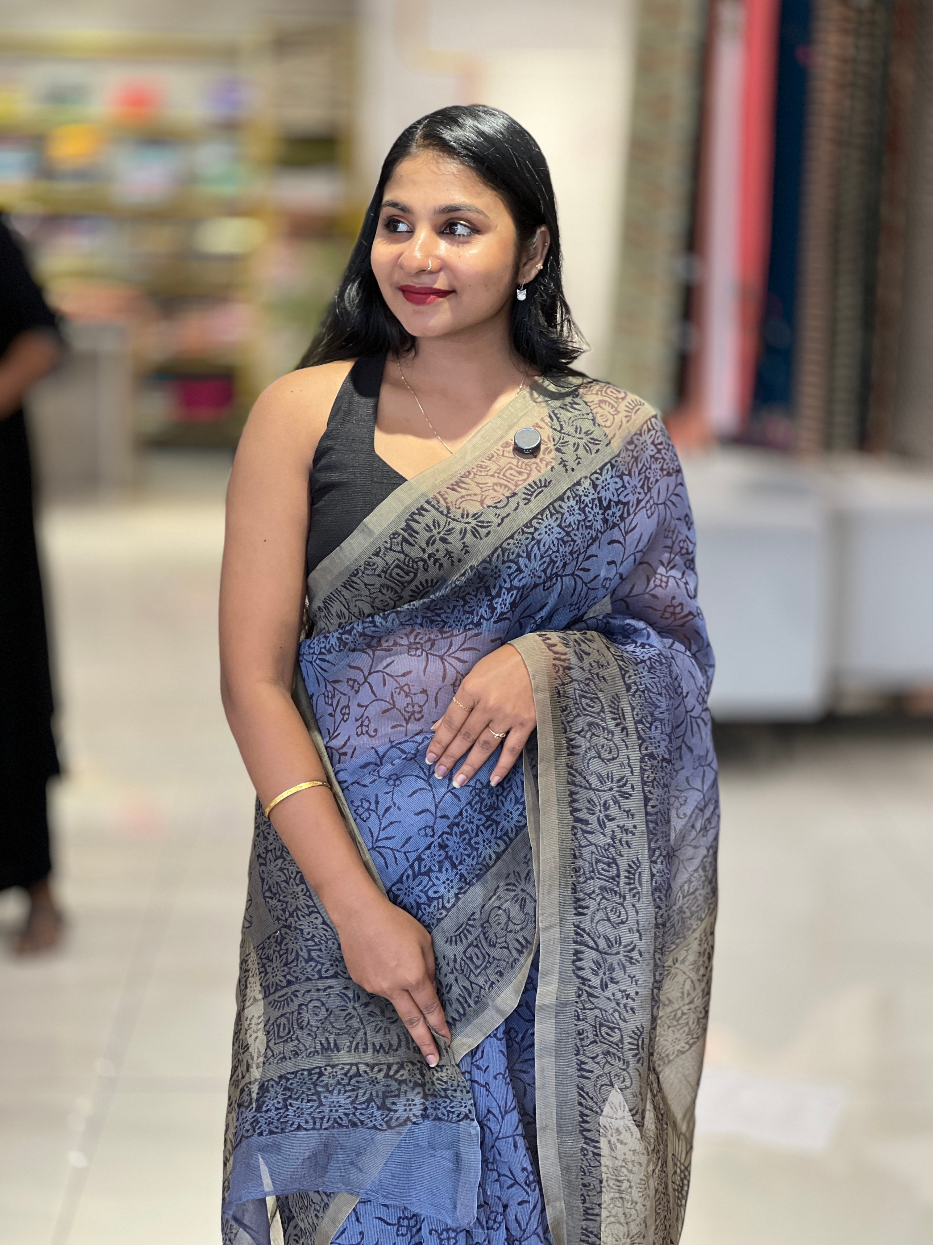 Block Printed Super Net Kota Saree | SF1316