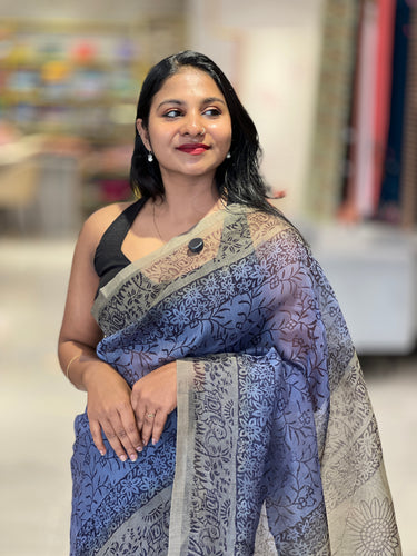 Block Printed Super Net Kota Saree | SF1316
