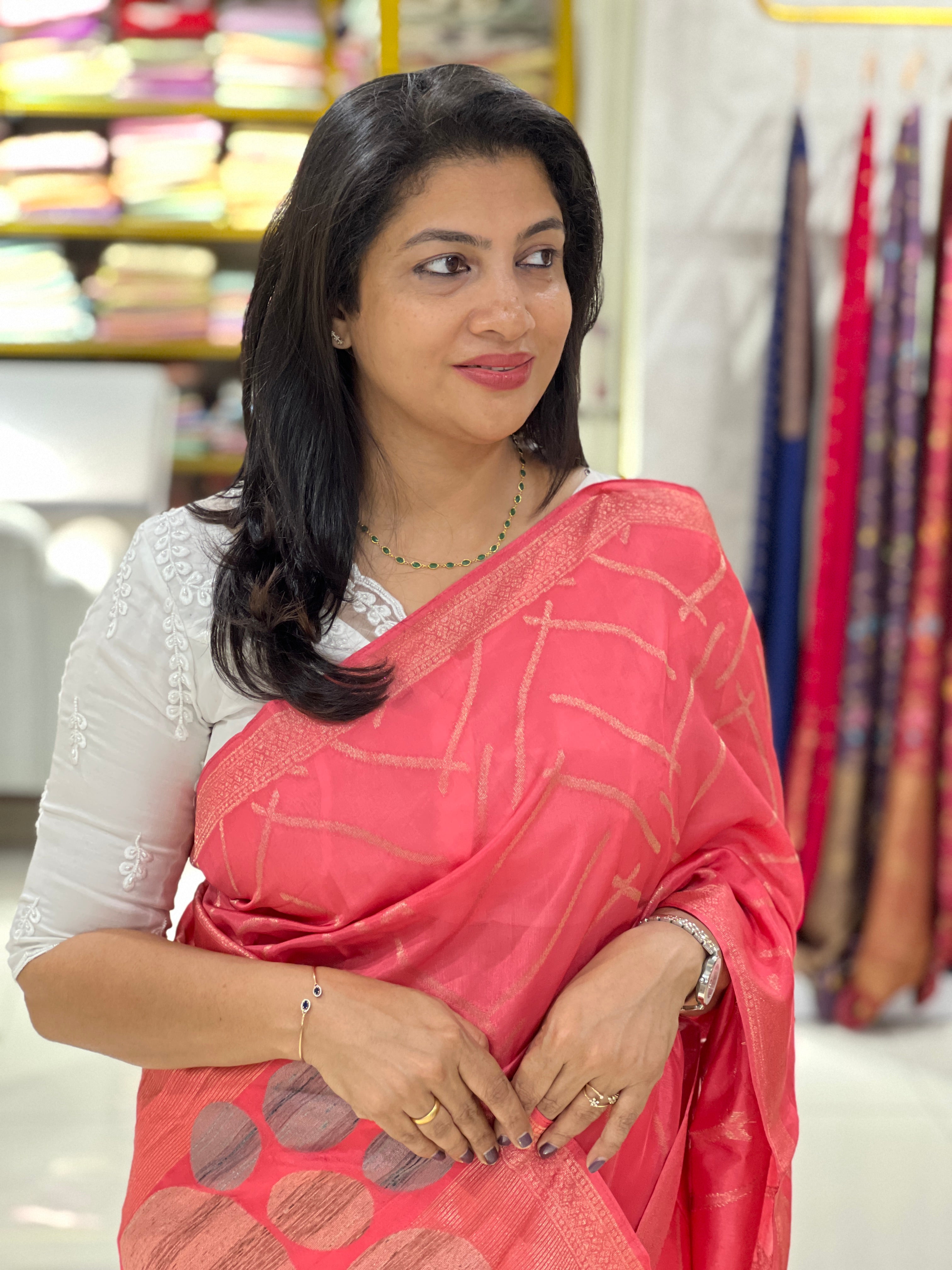 Geometric Pattern Semi Tussar Saree | YNG1243