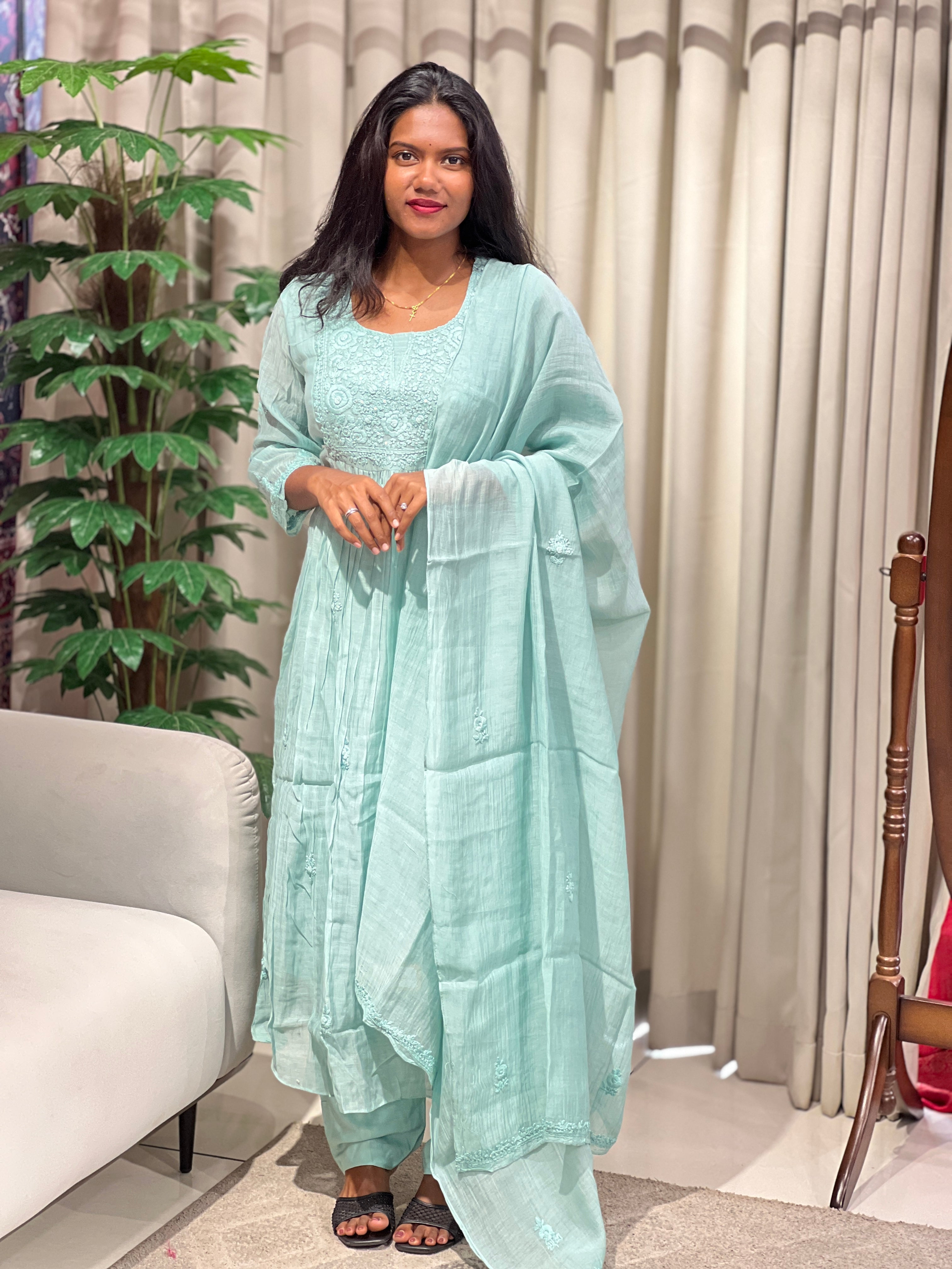 Hand Embroidery With Sequins Detailed Chanderi Kurta Set | GMA171