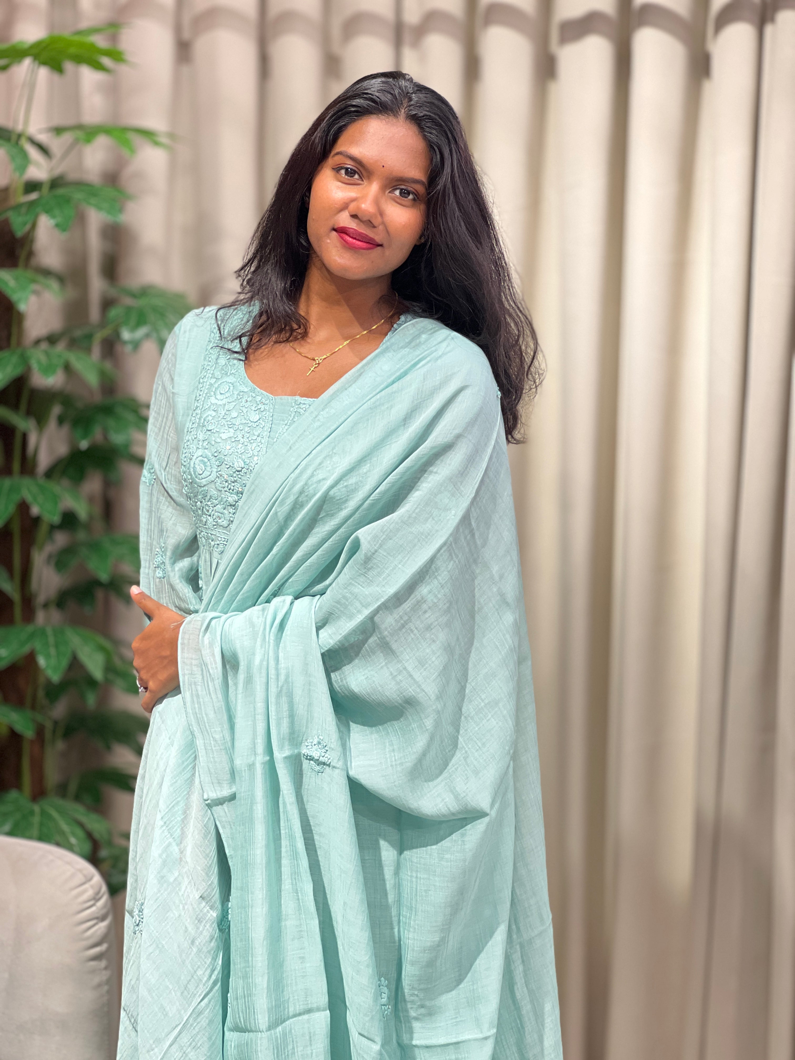 Hand Embroidery With Sequins Detailed Chanderi Kurta Set | GMA171