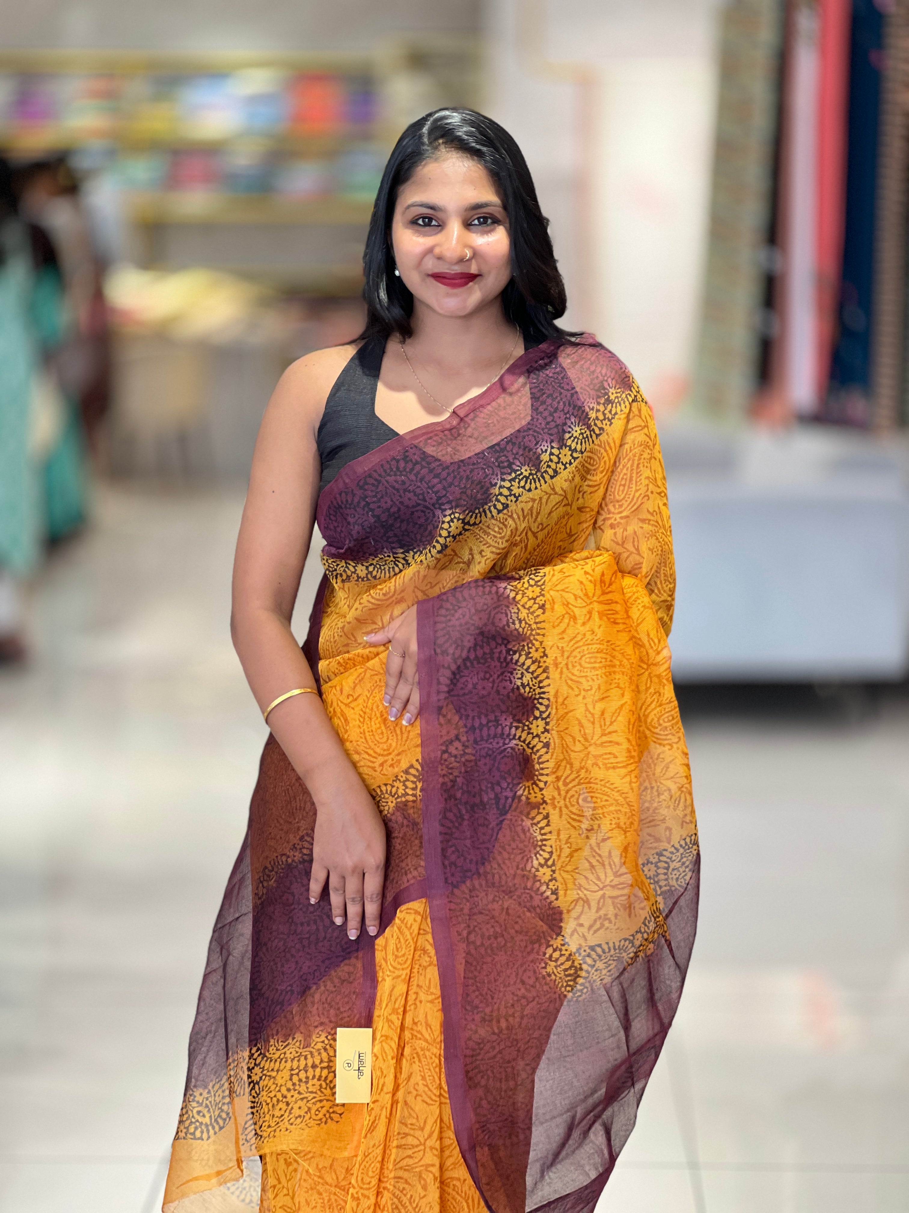 Block Printed Super Net Kota Saree | SF1325