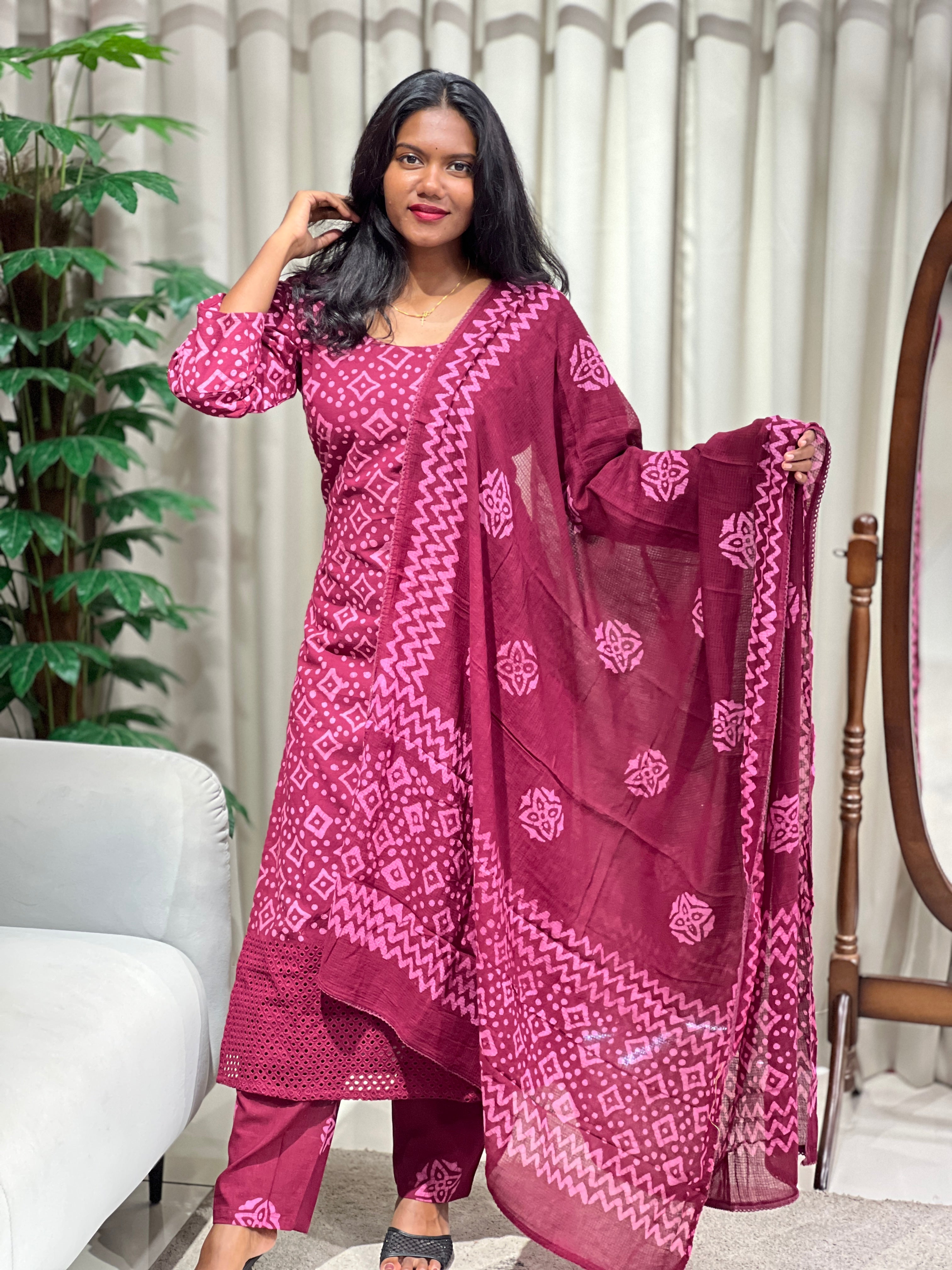 Batik Printed Cotton Kurta Set | SLM162