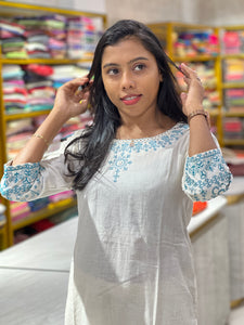 Machine Embroidered Flex Cotton Kurta Top & Bottom | SJL151