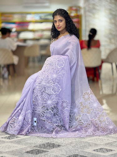 Floral Embroidered Shimmer Organza Saree | BLD677