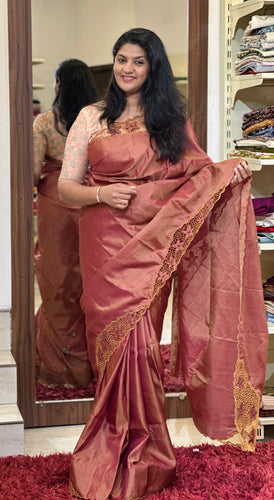 Twine Cut Work Placement Detailed Soft Silk Saree | TC405