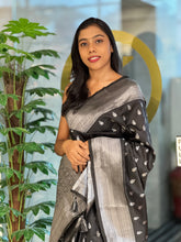 Traditional Silver Zari Buta Weaved Semi Silk Saree | HT175