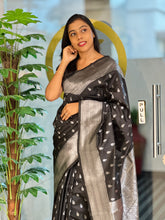 Traditional Silver Zari Buta Weaved Semi Silk Saree | HT175