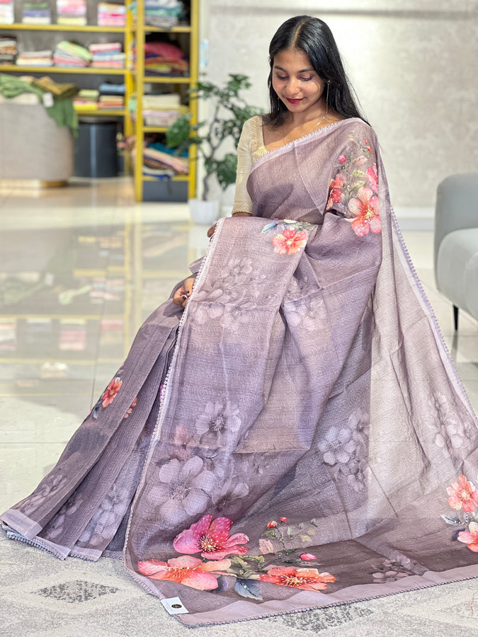 Floral Digital Printed Silky Kota Saree | BLD596