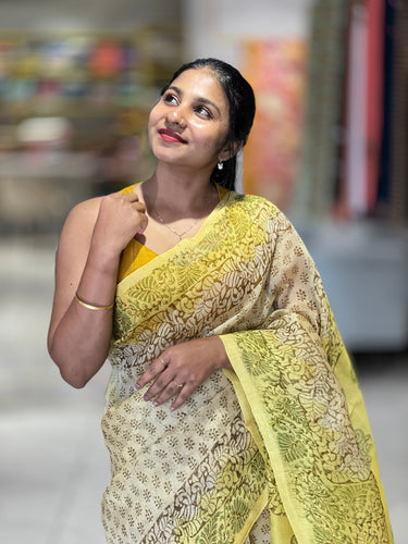 Hand Block Printed Supernet Kota Saree | SF1317