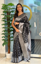Traditional Silver Zari Buta Weaved Semi Silk Saree | HT175