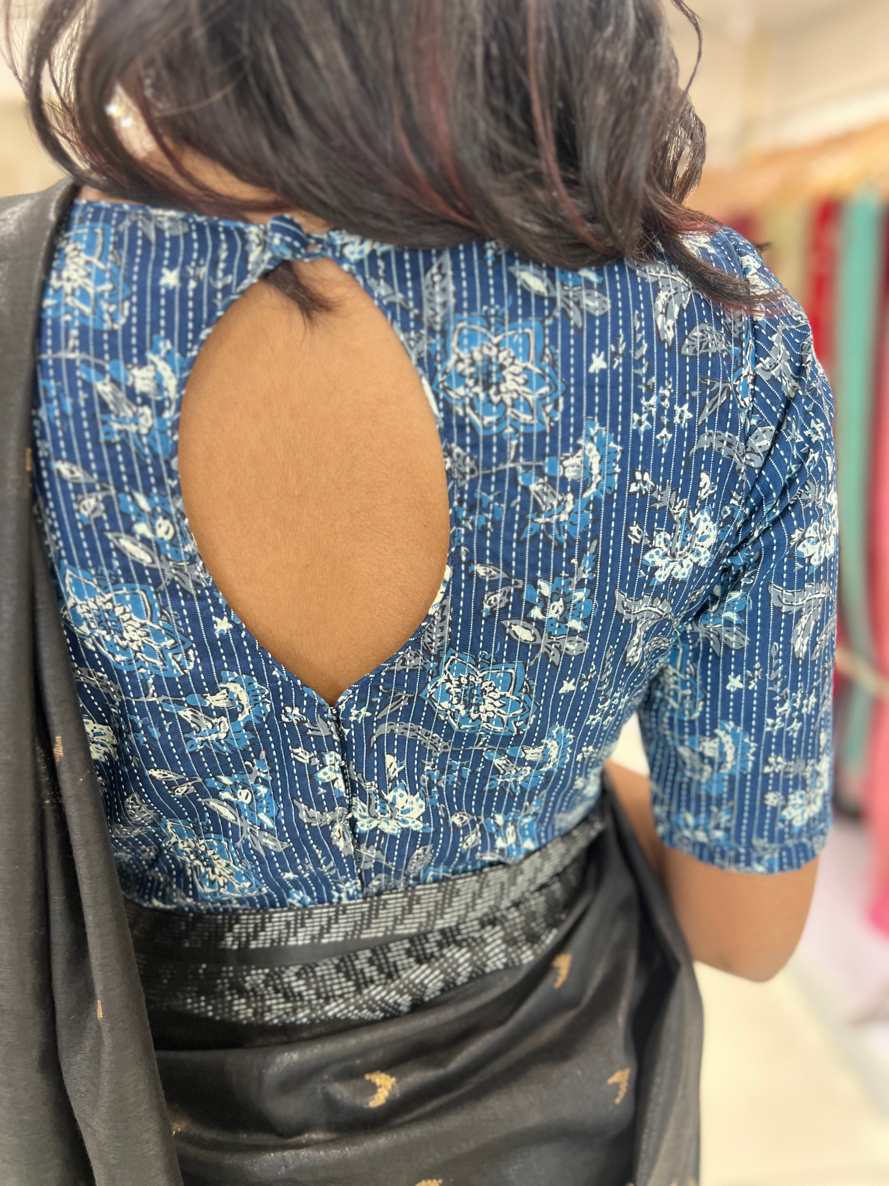 Kantha With Print Detailed Cotton Stitched Blouse | IT132