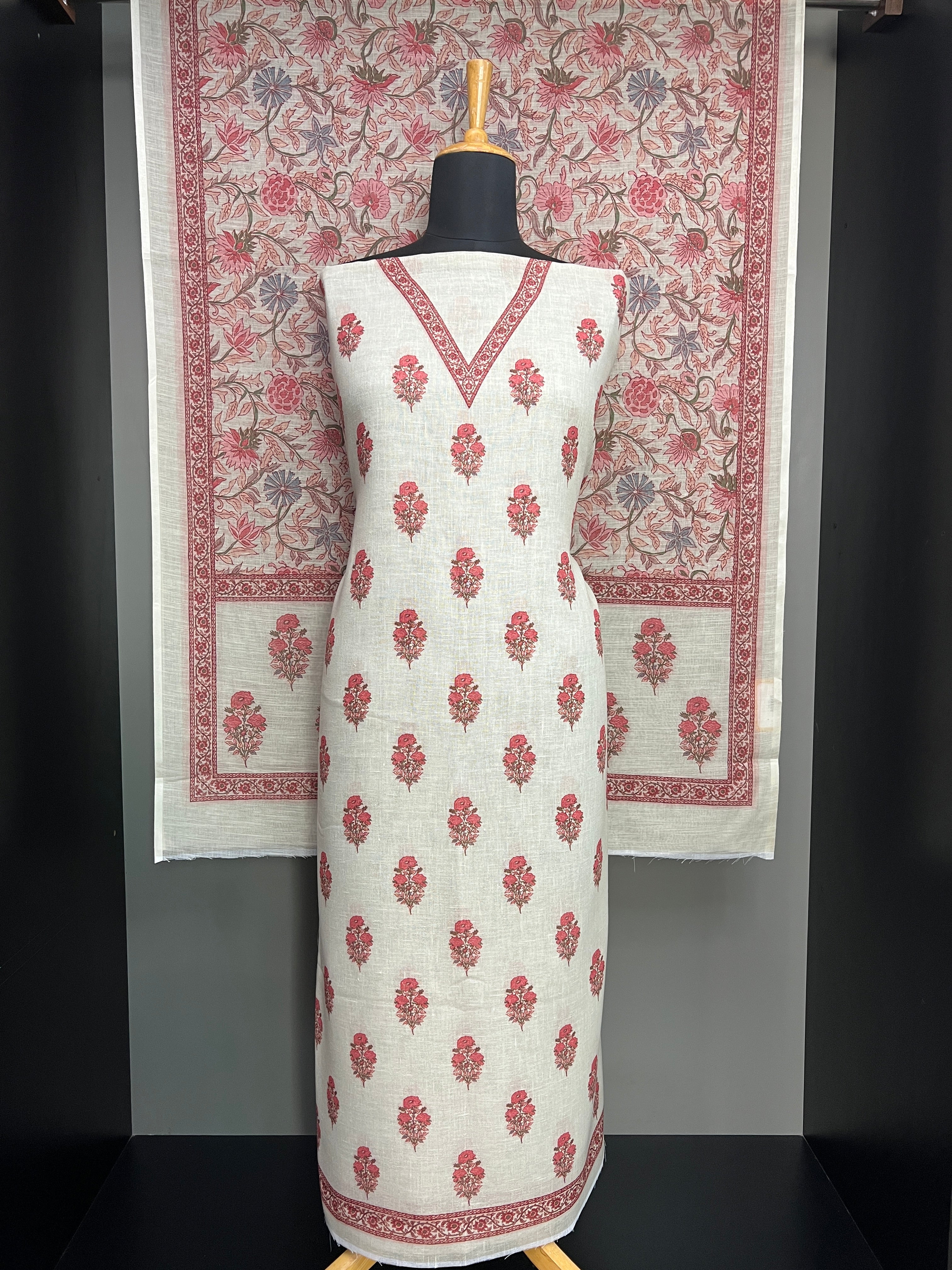 Floral Printed Linen-Cotton Salwar Set | SSN483