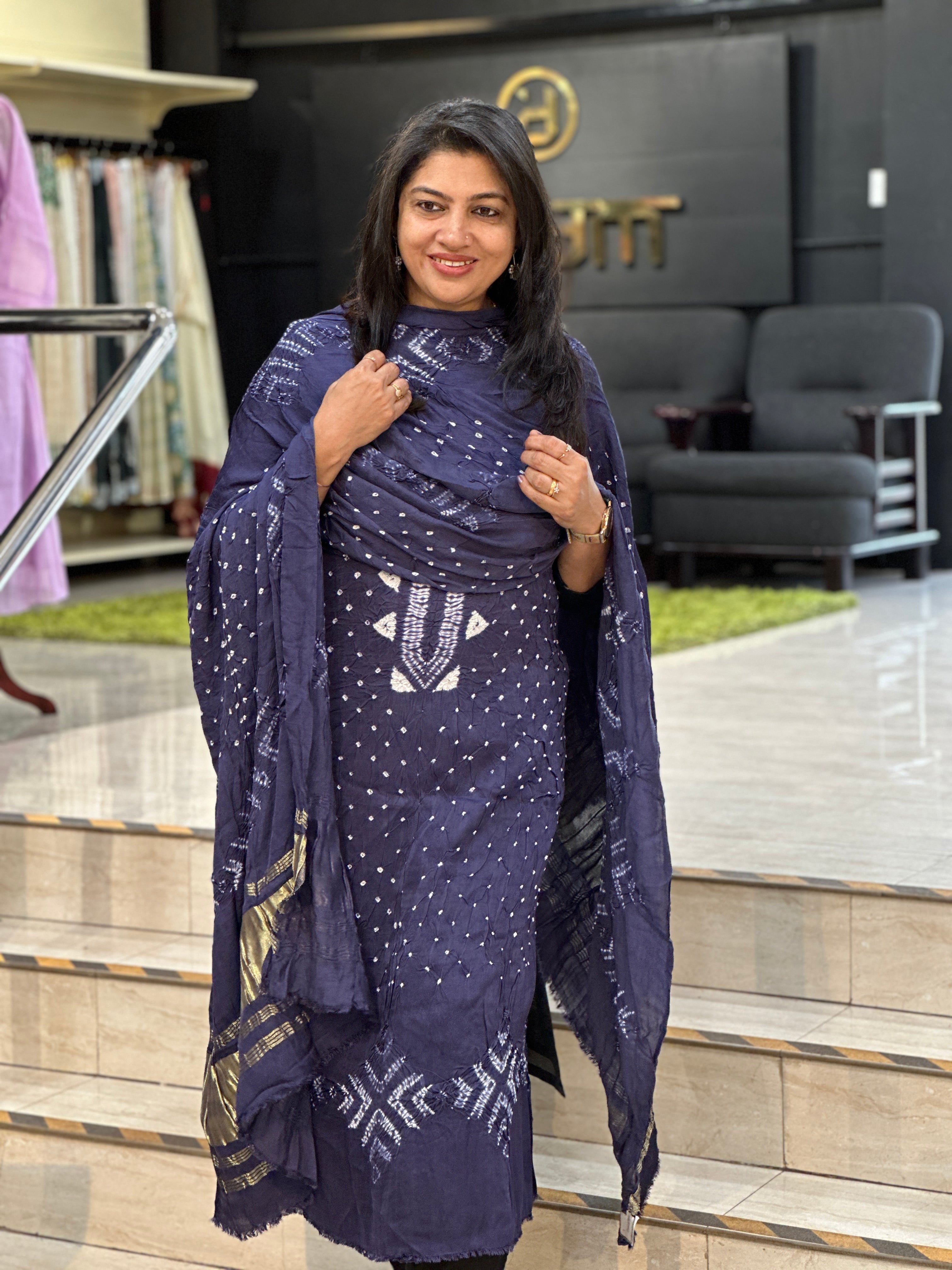 Bandhani Pattern Tie & Dye Semi Modal Salwar Set | SAC194