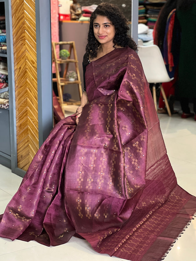 Antique Zari Woven Tussar  Saree | PD886