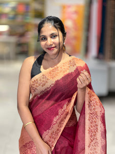 Hand Block Printed Supernet Kota Saree | SF1326