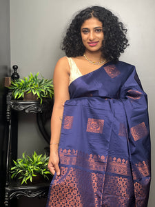 Semi Silk Saree With Box Pattern | KRK299