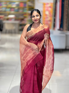 Hand Block Printed Supernet Kota Saree | SF1326