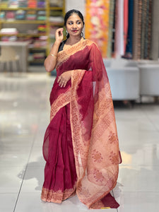 Hand Block Printed Supernet Kota Saree | SF1326