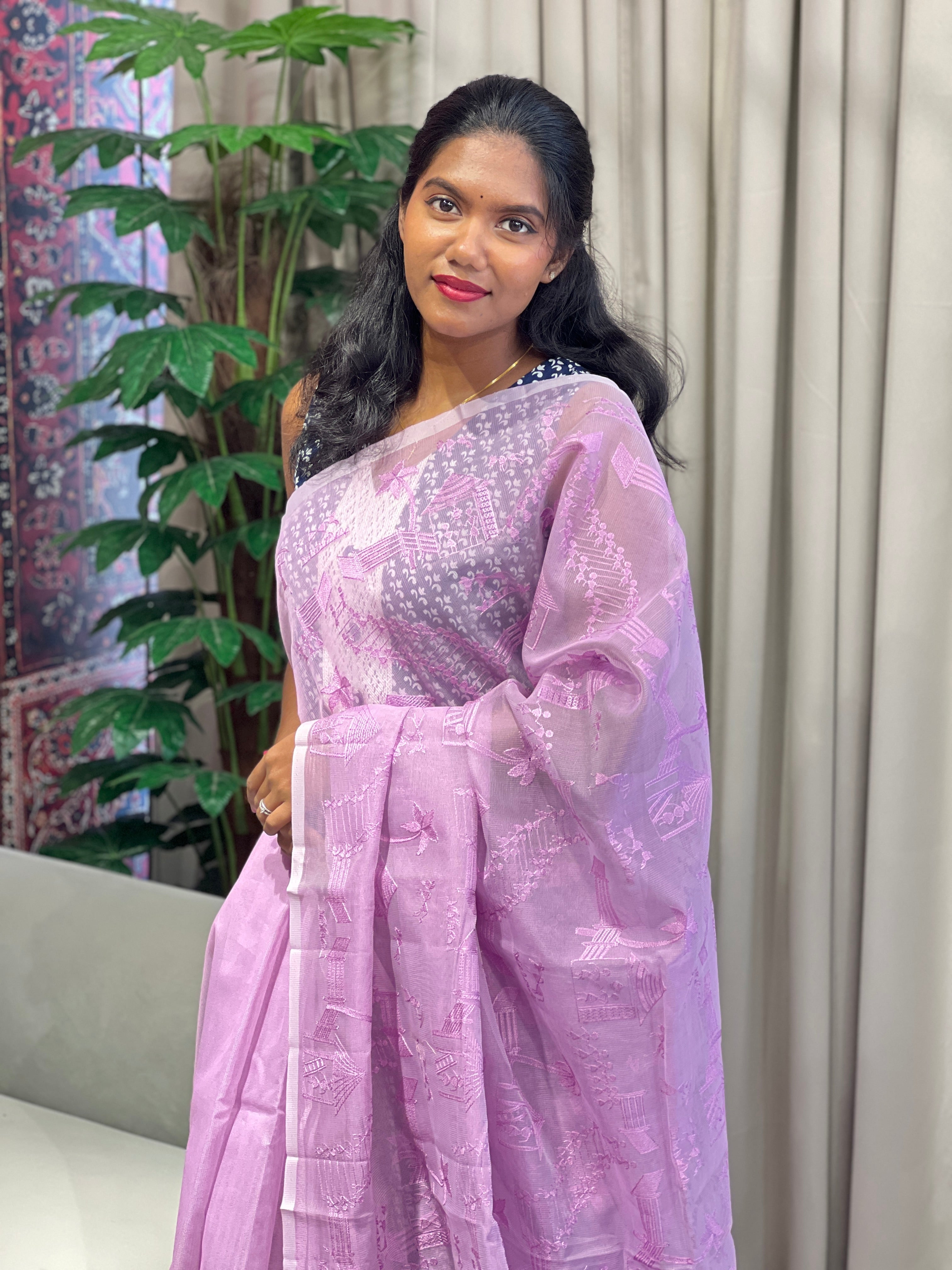 Warli Pattern Embroidery Detailed Supernet Kota Saree | YNG912