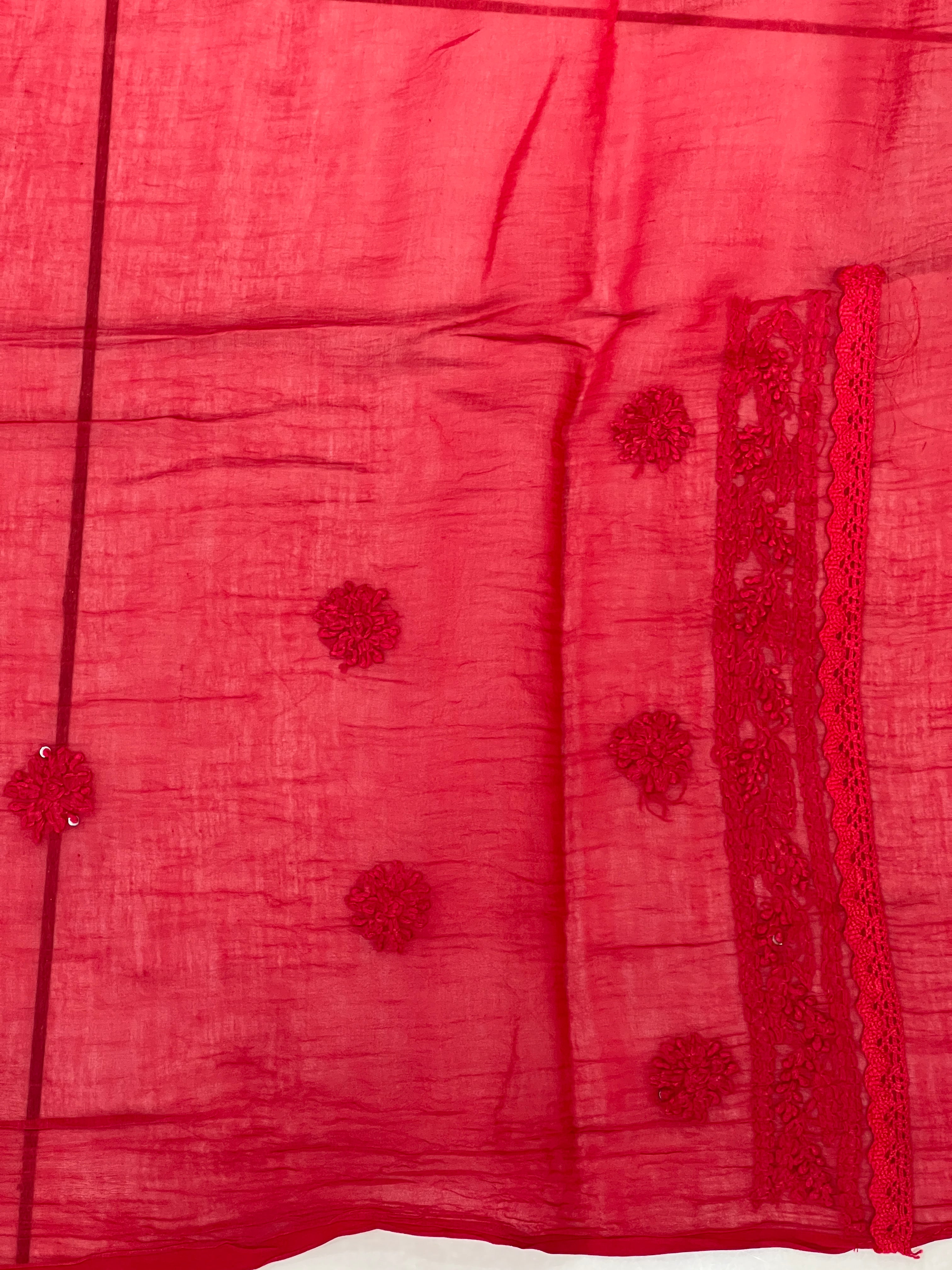 Chikankari Work Detailed Mul Cotton Saree | GMA188