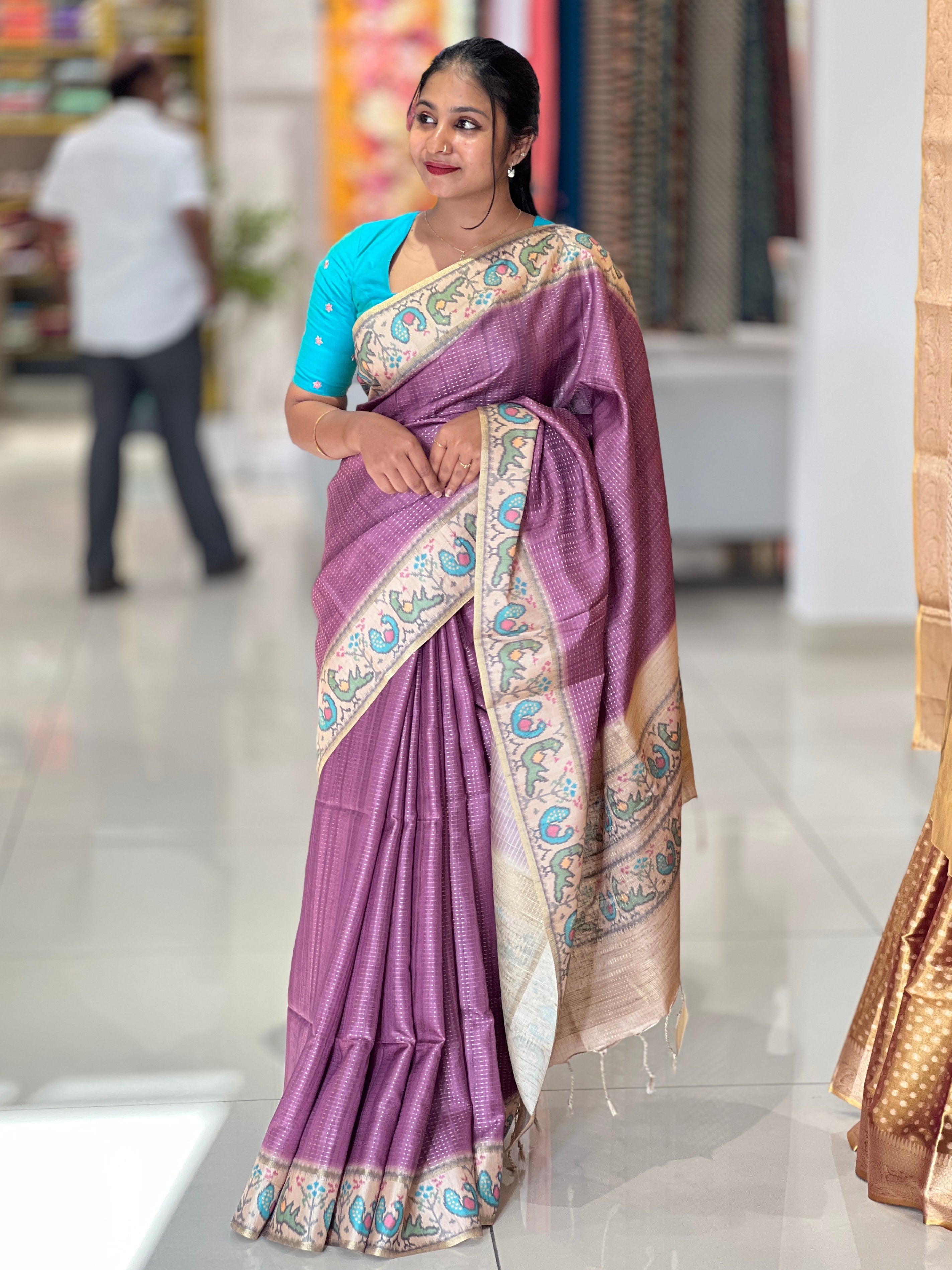 Ikat Printed Semi Tussar Saree | SSN284