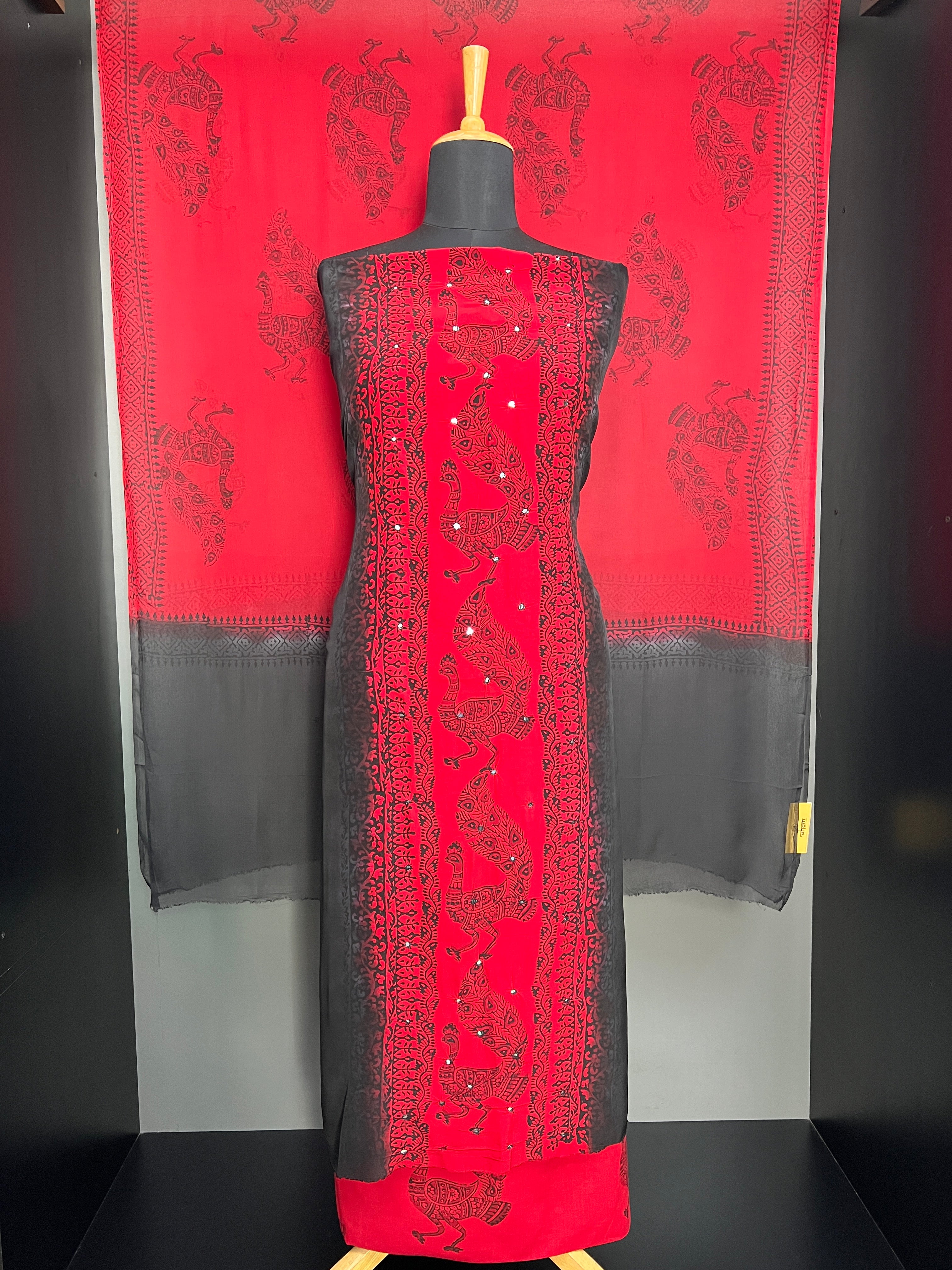 Print With Nalgonda Mirror Detailed Uppada Silk Salwar Set | SF1390