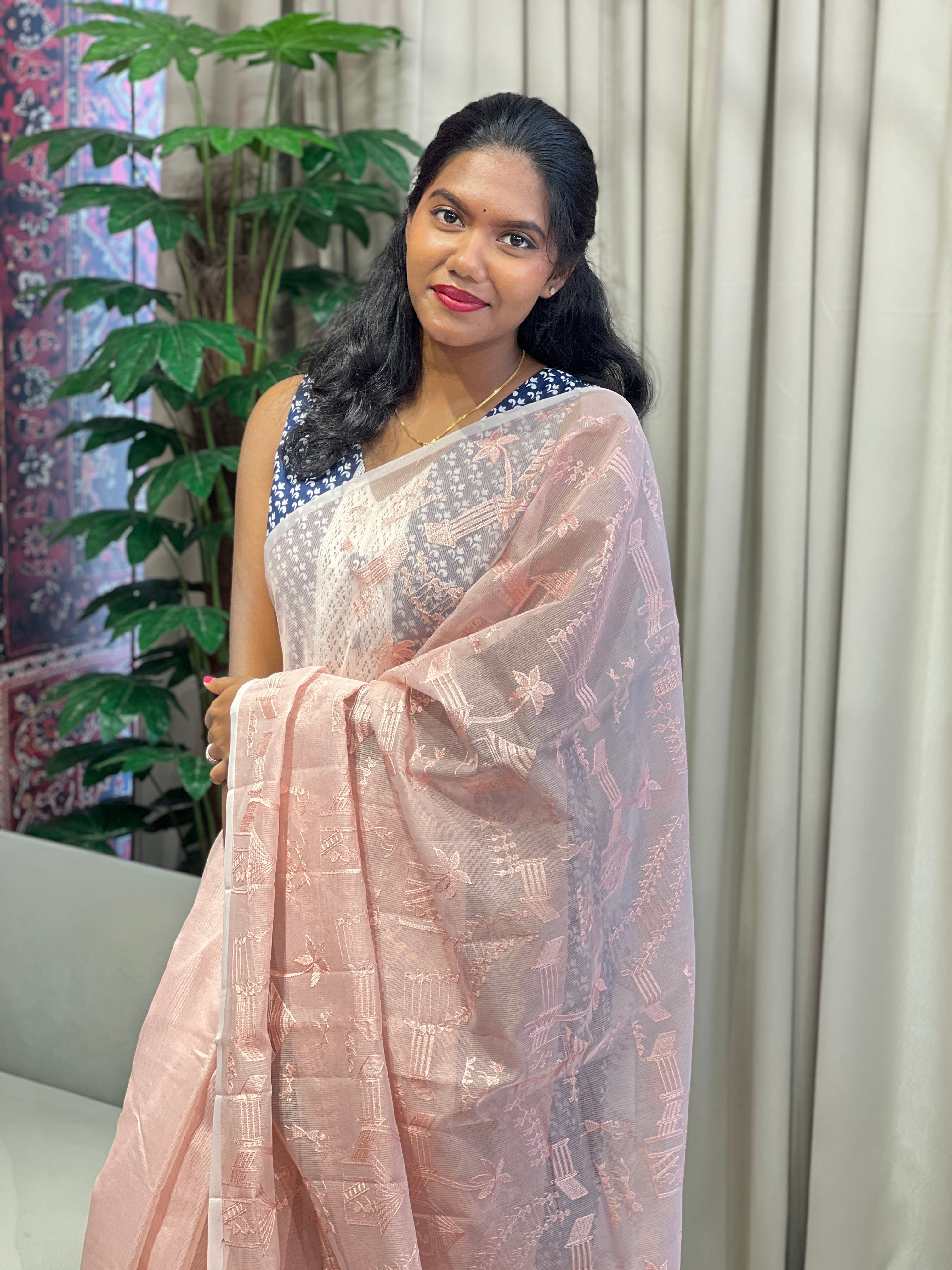 Warli Pattern Embroidery Detailed Supernet Kota Saree | YNG911