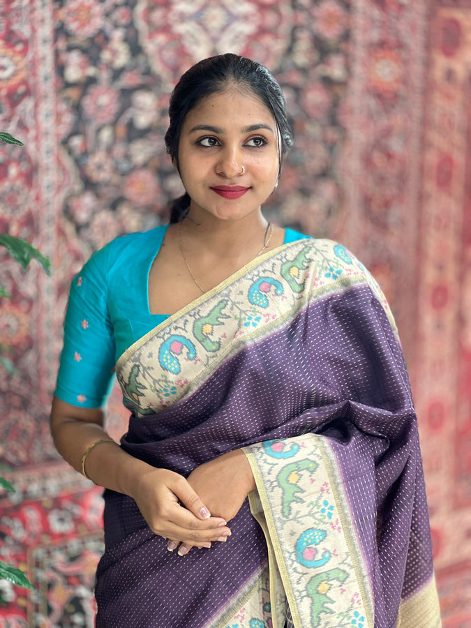 Ikat Printed Tussar Silk Saree | SSN280