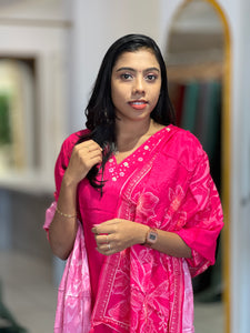 Floral Print With Embroidery Detailed Muslin Finish Kurta Set | SJL144