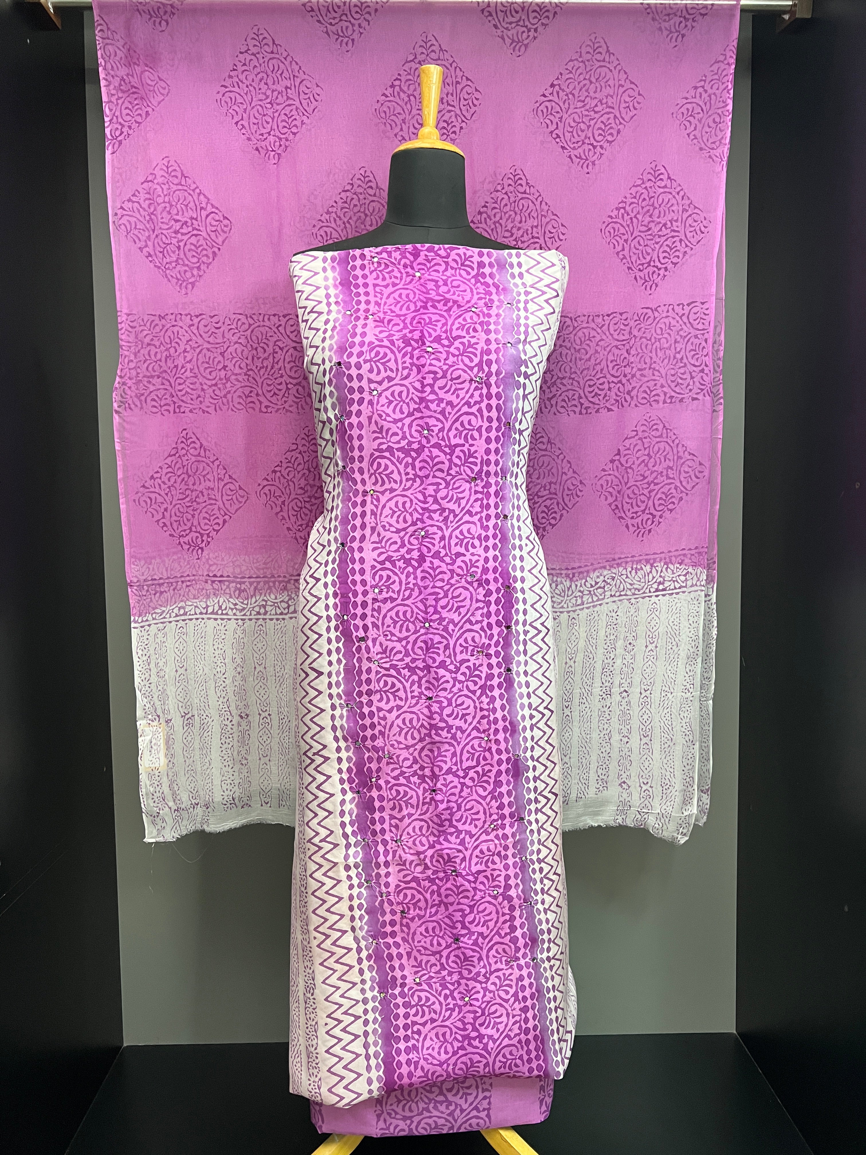 Print With Nalgonda Mirror Detailed Uppada Silk Salwar Set | SF1388