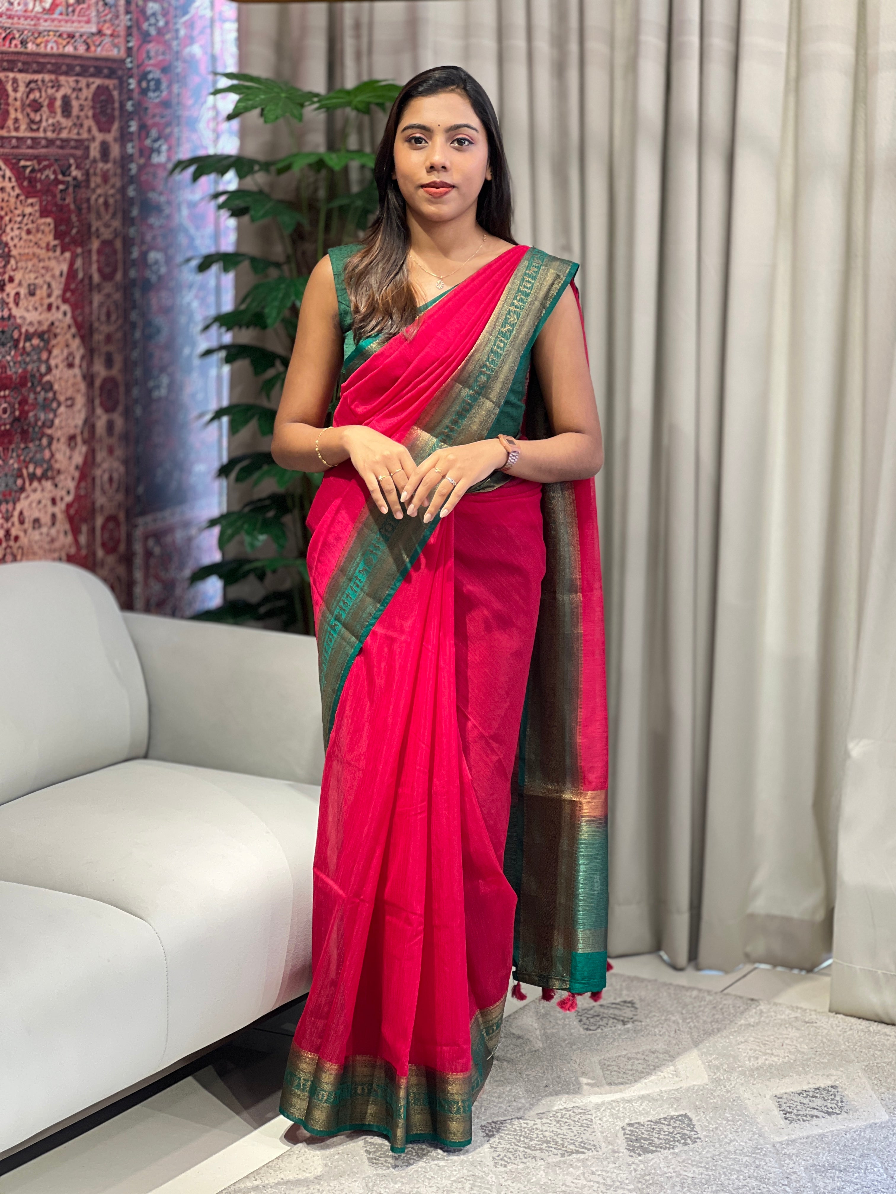 Warli Border Detailed Cotton Silk Saree | YNG987